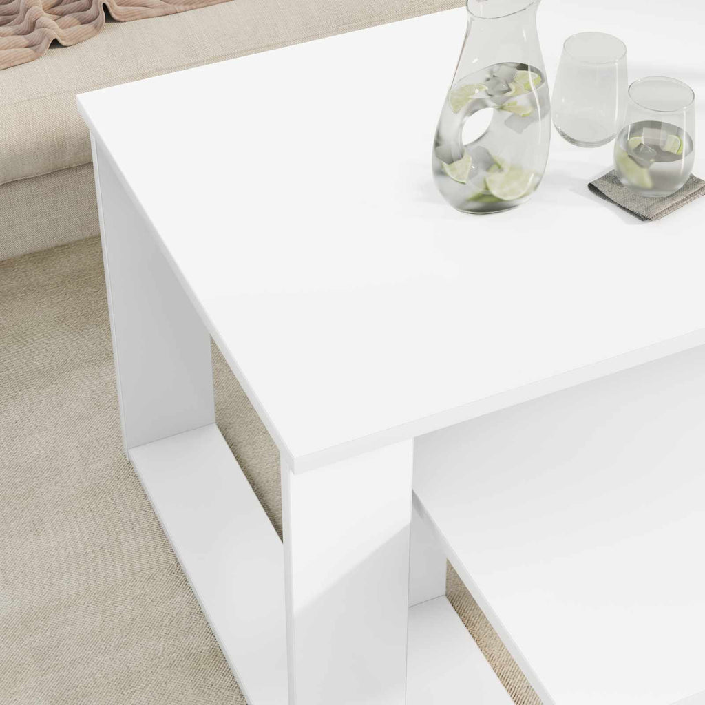 Set di Tavolini da Caffè 2 pcs Bianco Legno multistrato