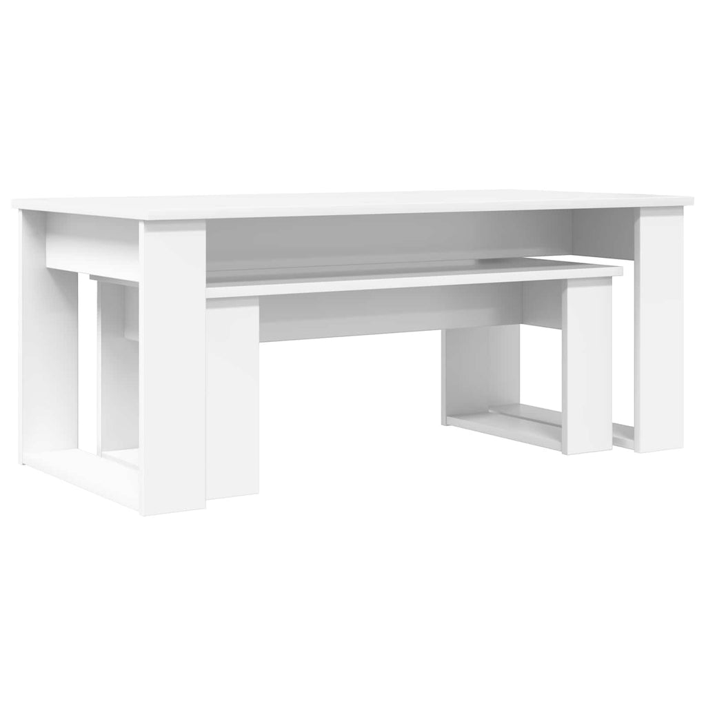 Set di Tavolini da Caffè 2 pcs Bianco Legno multistrato