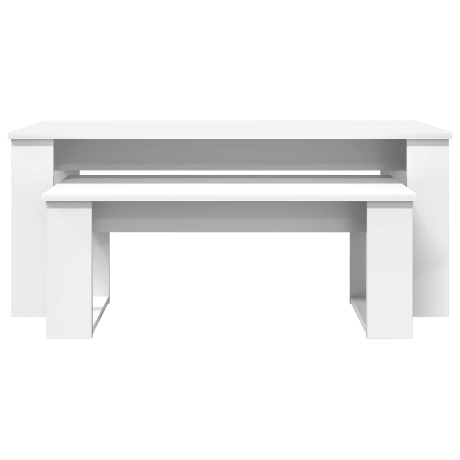 Set di Tavolini da Caffè 2 pcs Bianco Legno multistrato