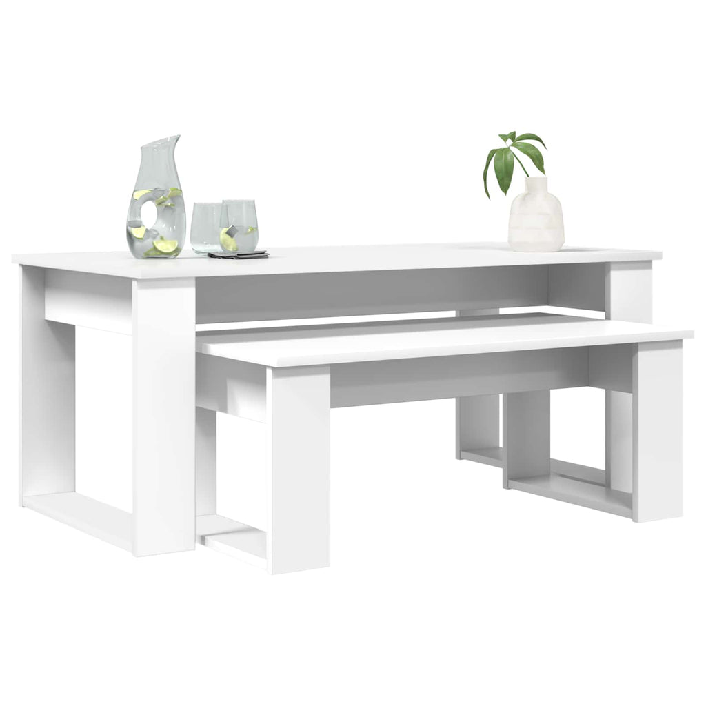 Set di Tavolini da Caffè 2 pcs Bianco Legno multistrato