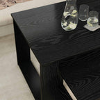 Set di Tavolini da Caffè 2 pcs Rovere Nero Legno multistrato