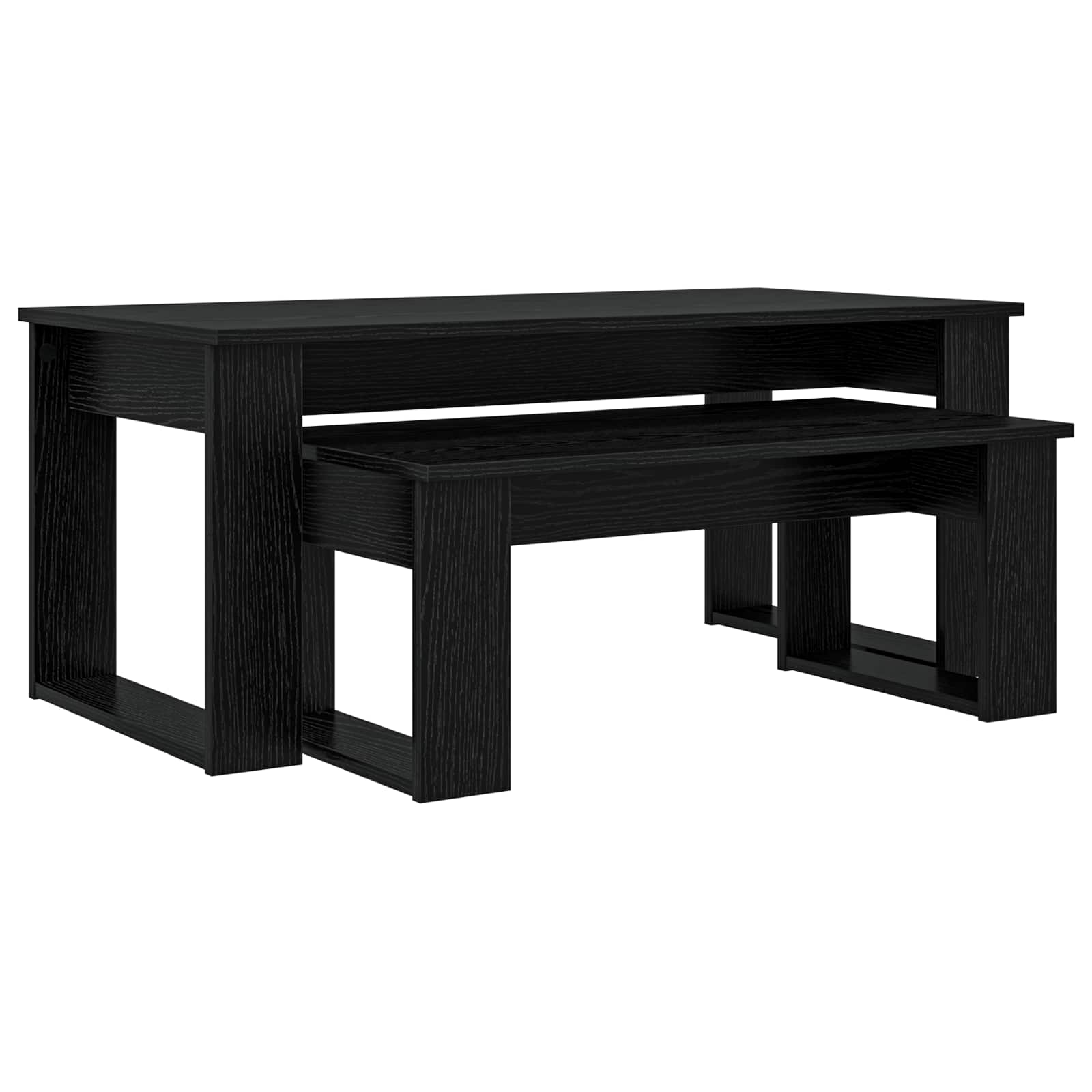 Set di Tavolini da Caffè 2 pcs Rovere Nero Legno multistrato
