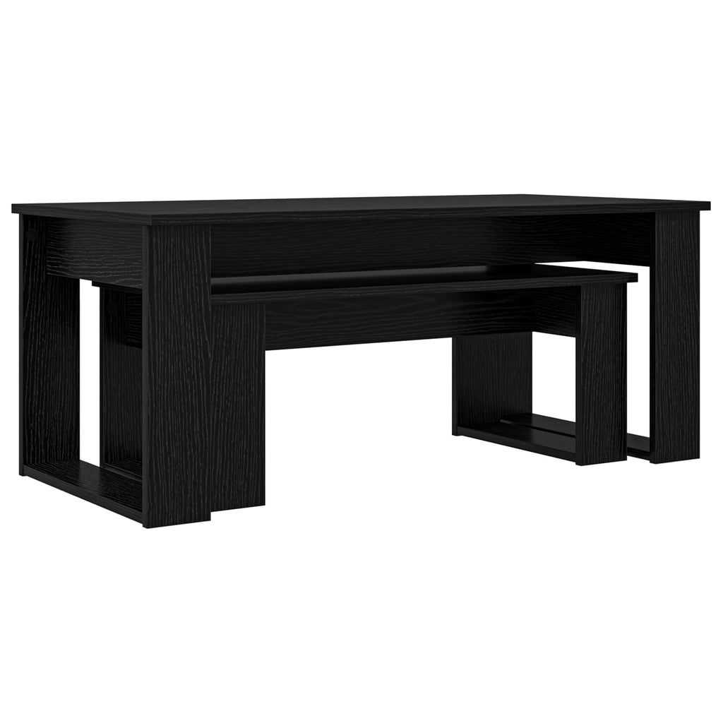 Set di Tavolini da Caffè 2 pcs Rovere Nero Legno multistrato