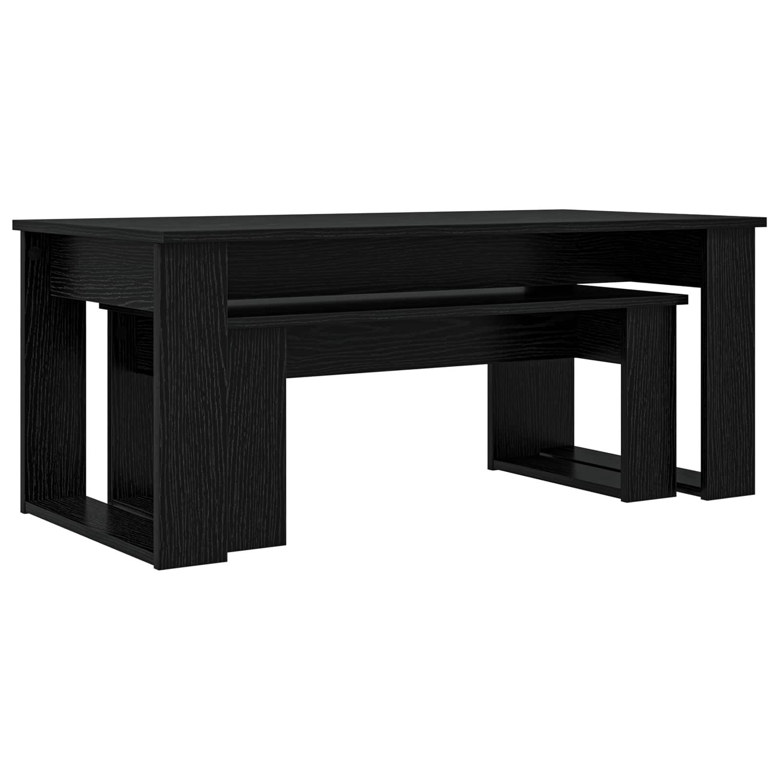 Set di Tavolini da Caffè 2 pcs Rovere Nero Legno multistrato