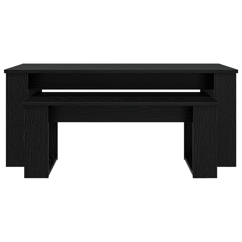 Set di Tavolini da Caffè 2 pcs Rovere Nero Legno multistrato
