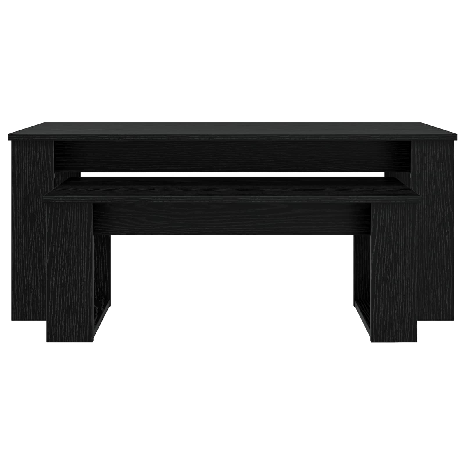 Set di Tavolini da Caffè 2 pcs Rovere Nero Legno multistrato