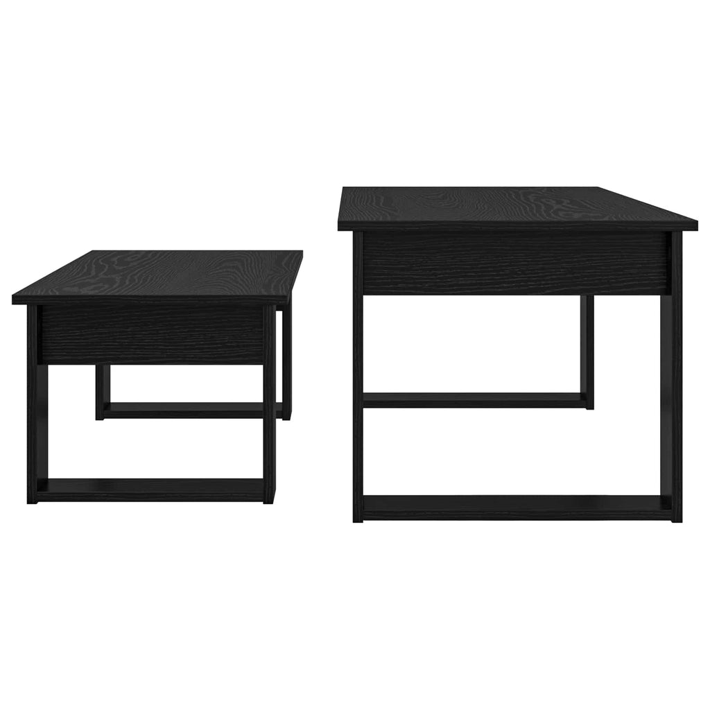 Set di Tavolini da Caffè 2 pcs Rovere Nero Legno multistrato