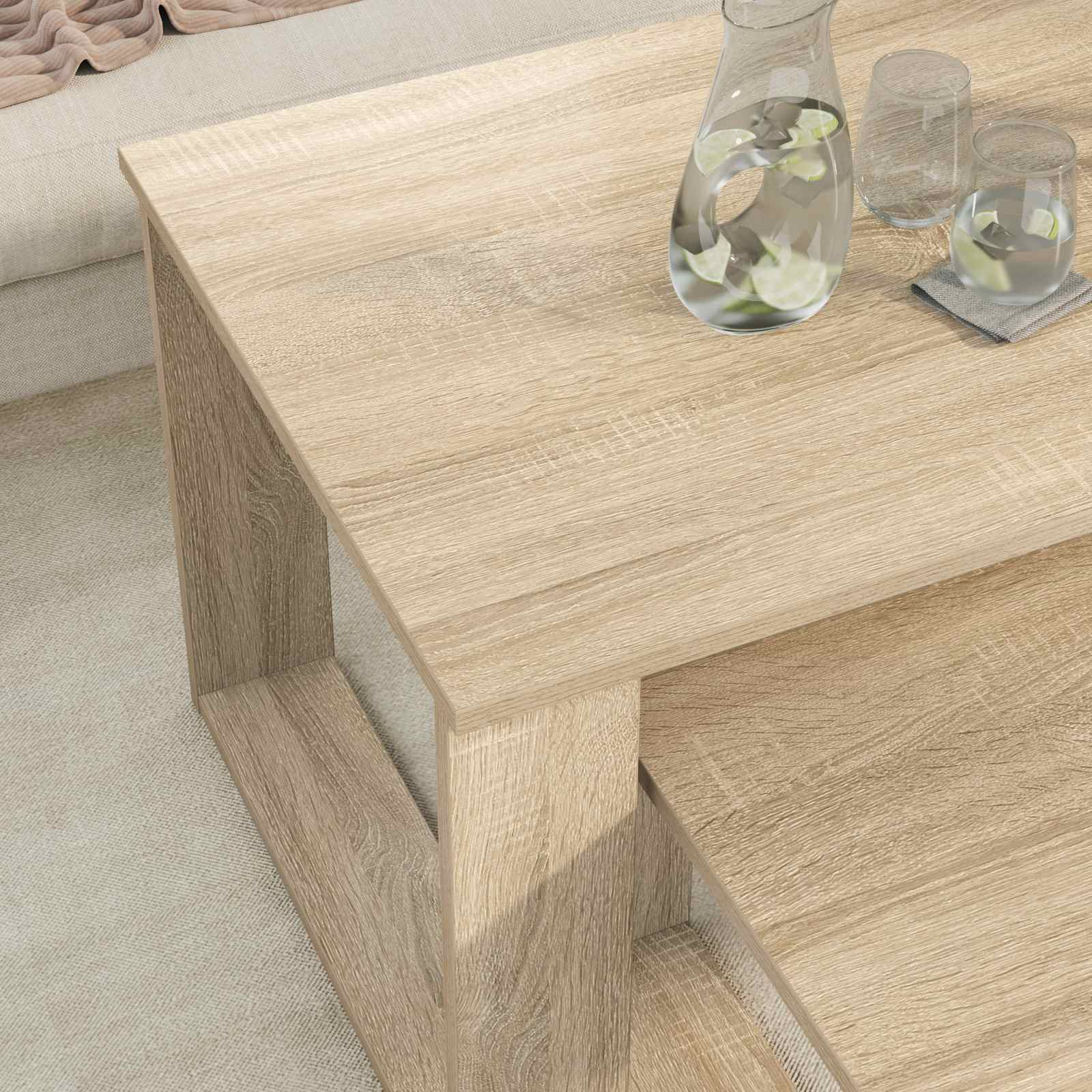 Set di Tavolini da Caffè 2 pcs Rovere Sonoma Legno multistrato