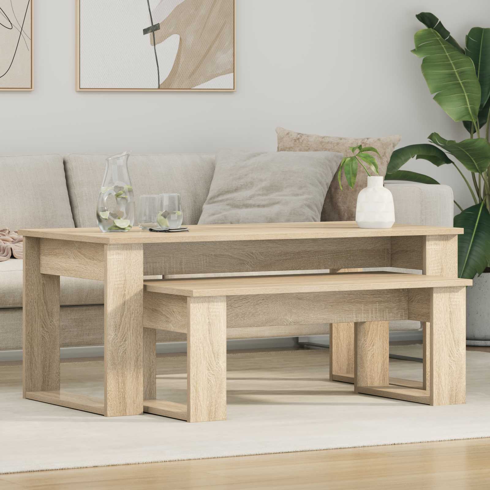 Set di Tavolini da Caffè 2 pcs Rovere Sonoma Legno multistrato