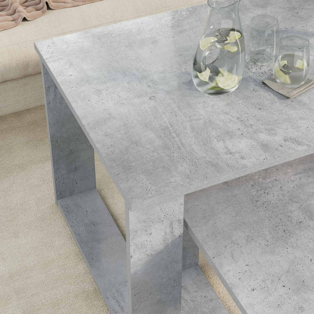 Set di Tavolini da Caffè 2 pcs Grigio cemento Legno multistrato