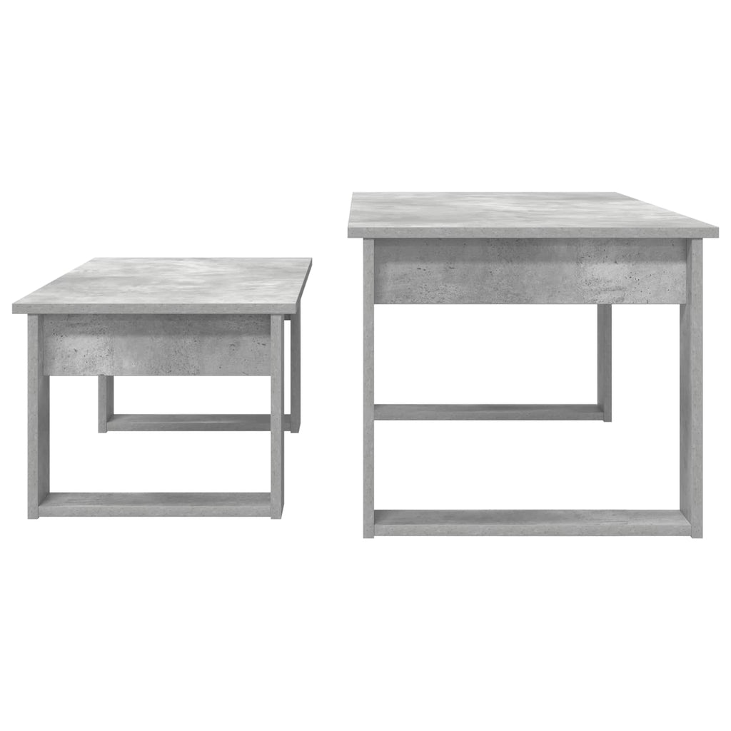 Set di Tavolini da Caffè 2 pcs Grigio cemento Legno multistrato