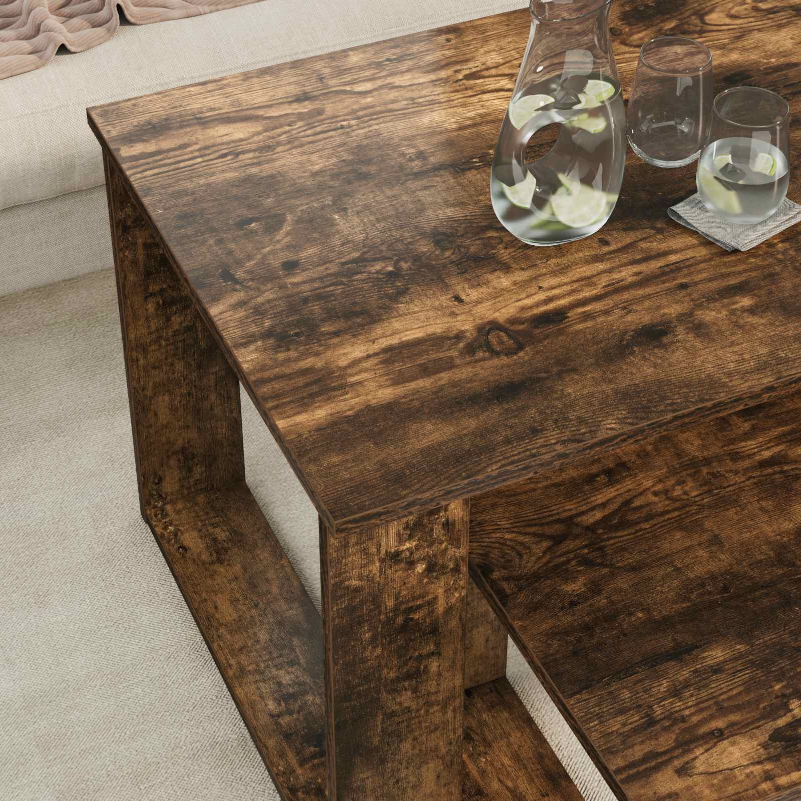 Set di Tavolini da Caffè 2 pcs Rovere fumé Legno multistrato