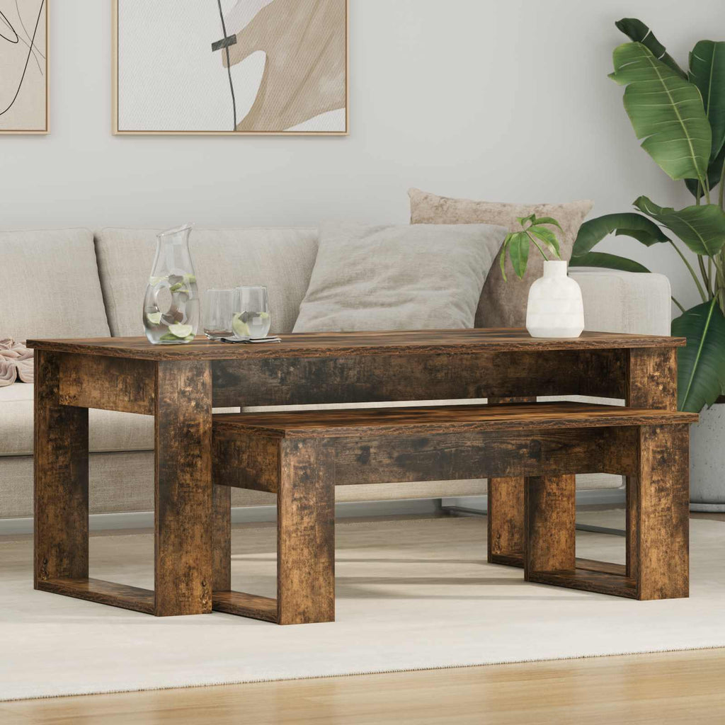 Set di Tavolini da Caffè 2 pcs Rovere fumé Legno multistrato