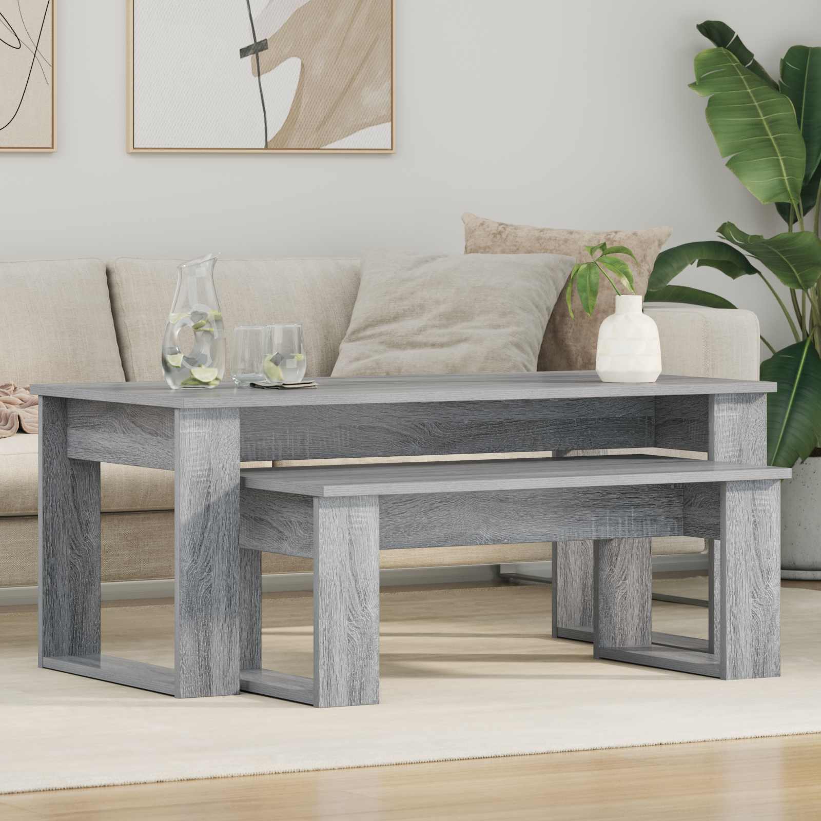 Set di Tavolini da Caffè 2 pcs Grigio Sonoma Legno multistrato
