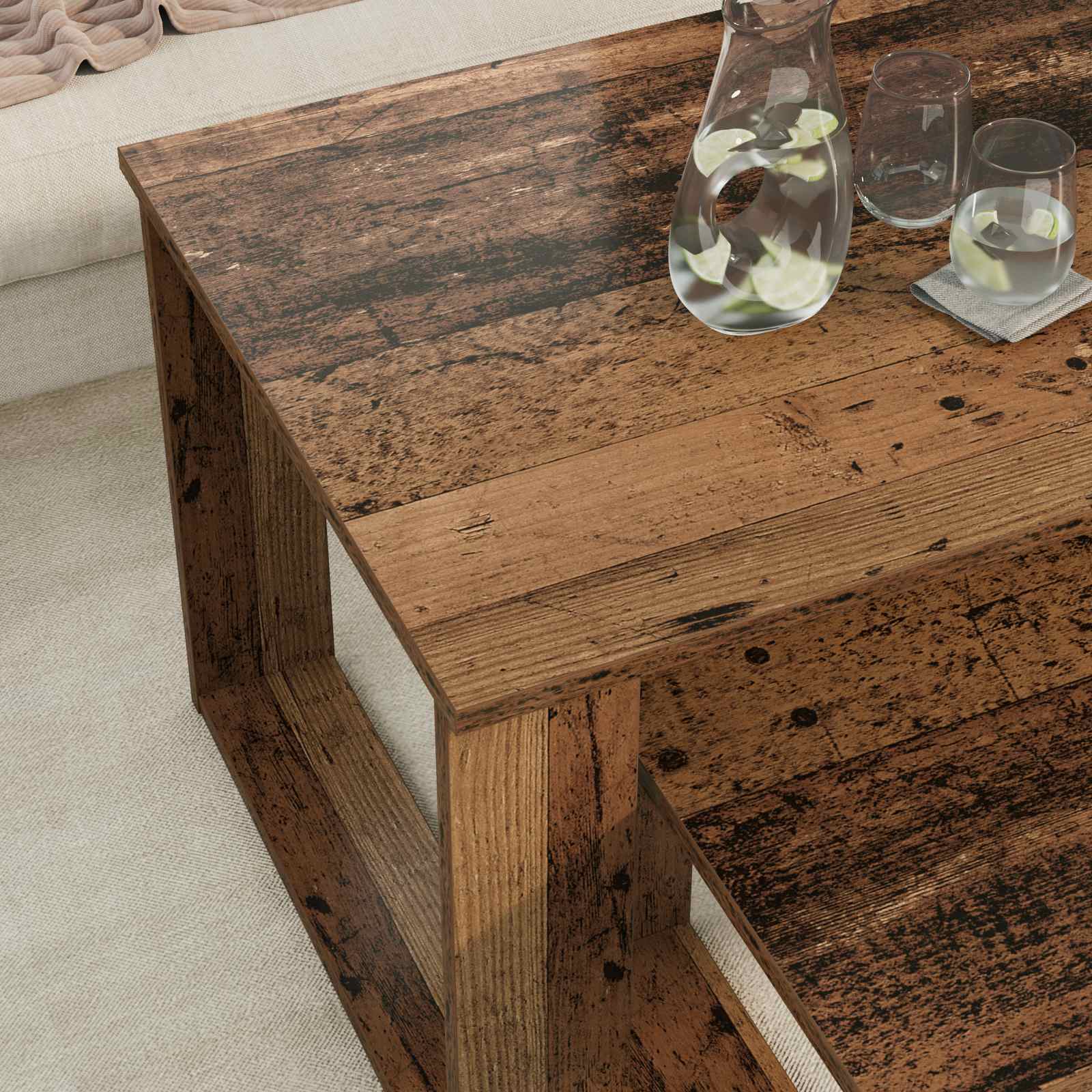 Set di Tavolini da Caffè 2 pcs Legno vecchio Legno multistrato