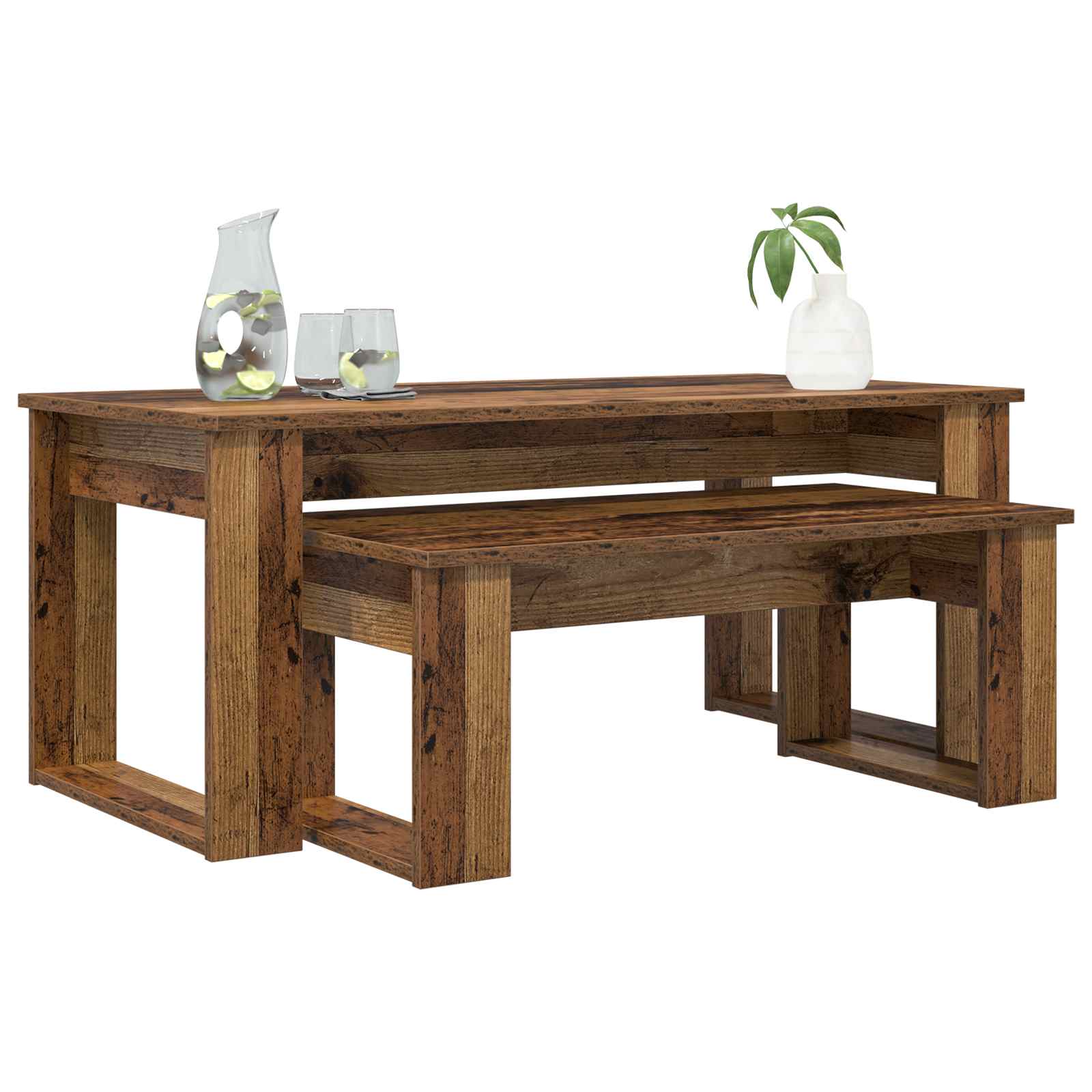 Set di Tavolini da Caffè 2 pcs Legno vecchio Legno multistrato