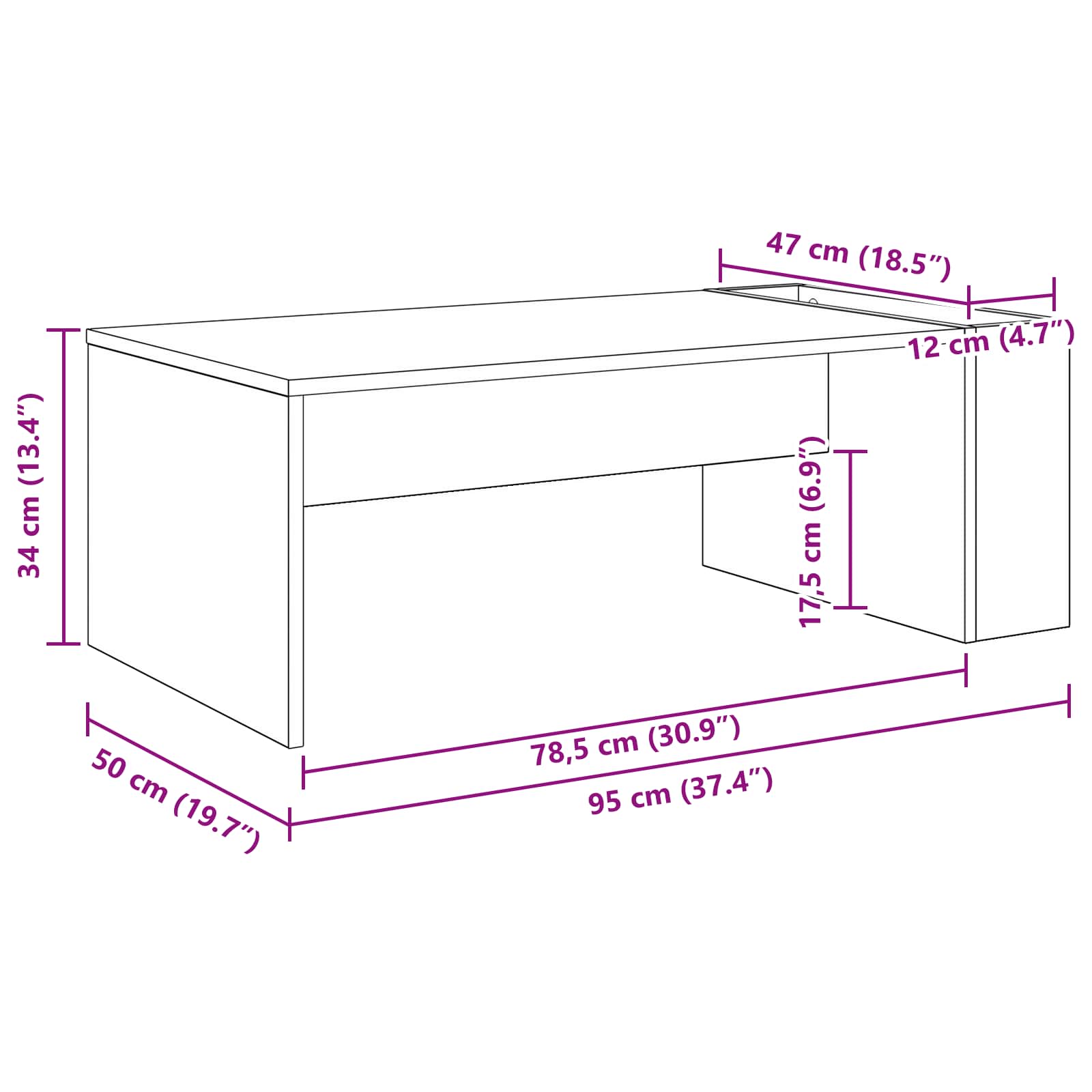 Tavolino da salotto Grigio Sonoma 95 x 50 x 34 cm