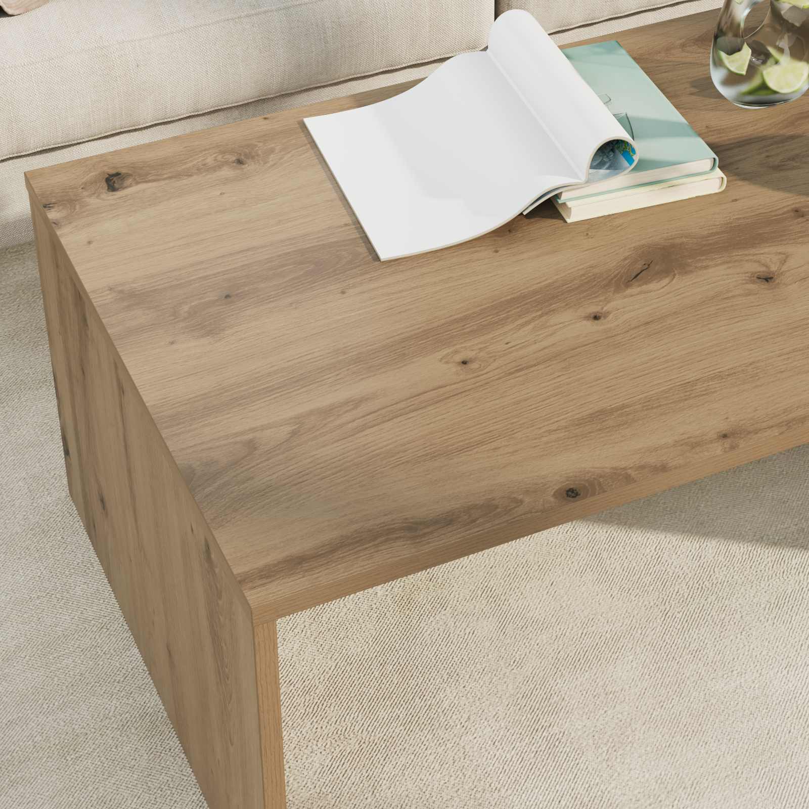 Tavolino da salotto Rovere artigianale 95 x 50 x 34 cm