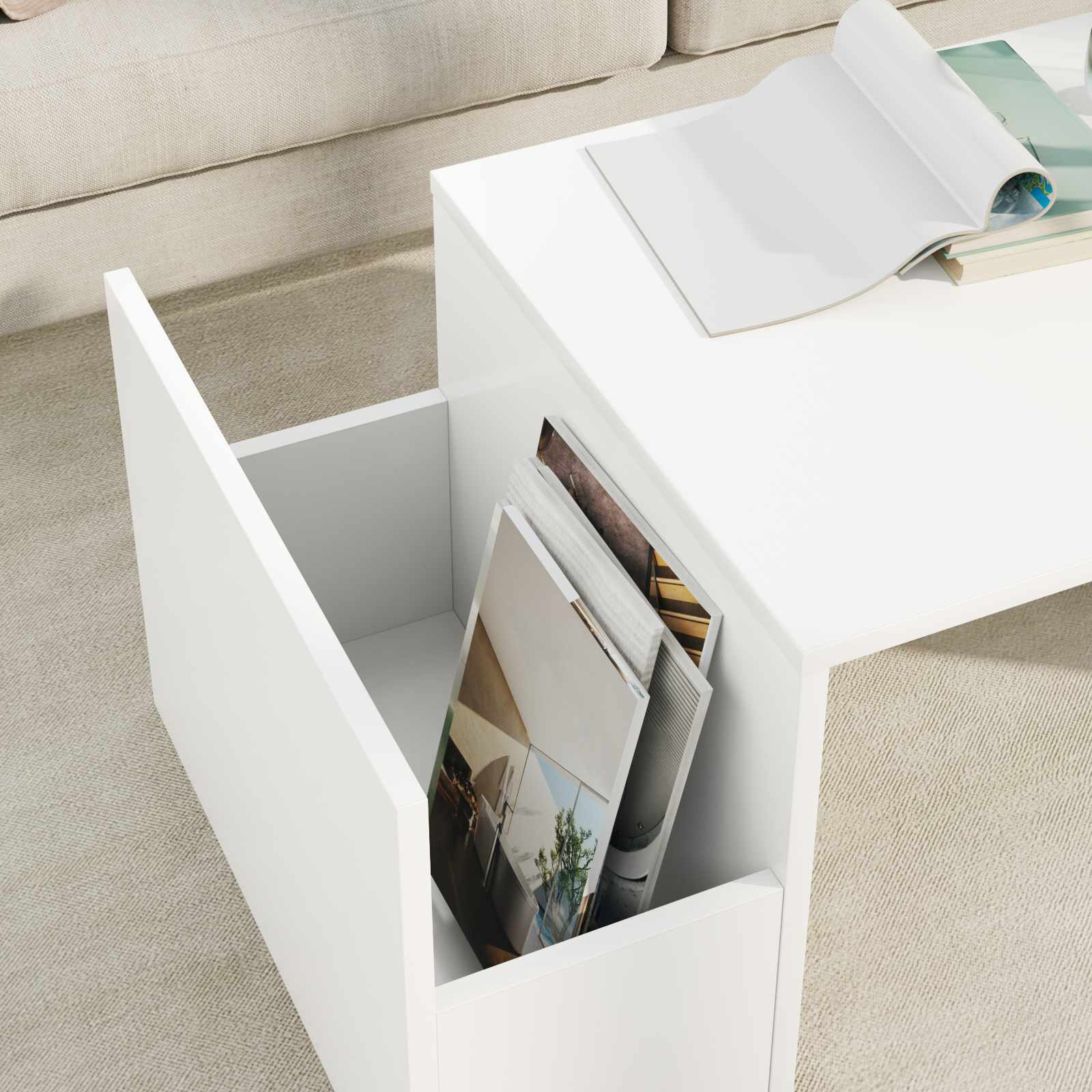 Tavolino da salotto Bianco 90 x 45 x 35 cm Legno multistrato