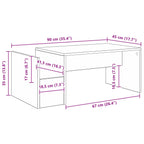 Tavolino da salotto Rovere fumé 90 x 45 x 35 cm