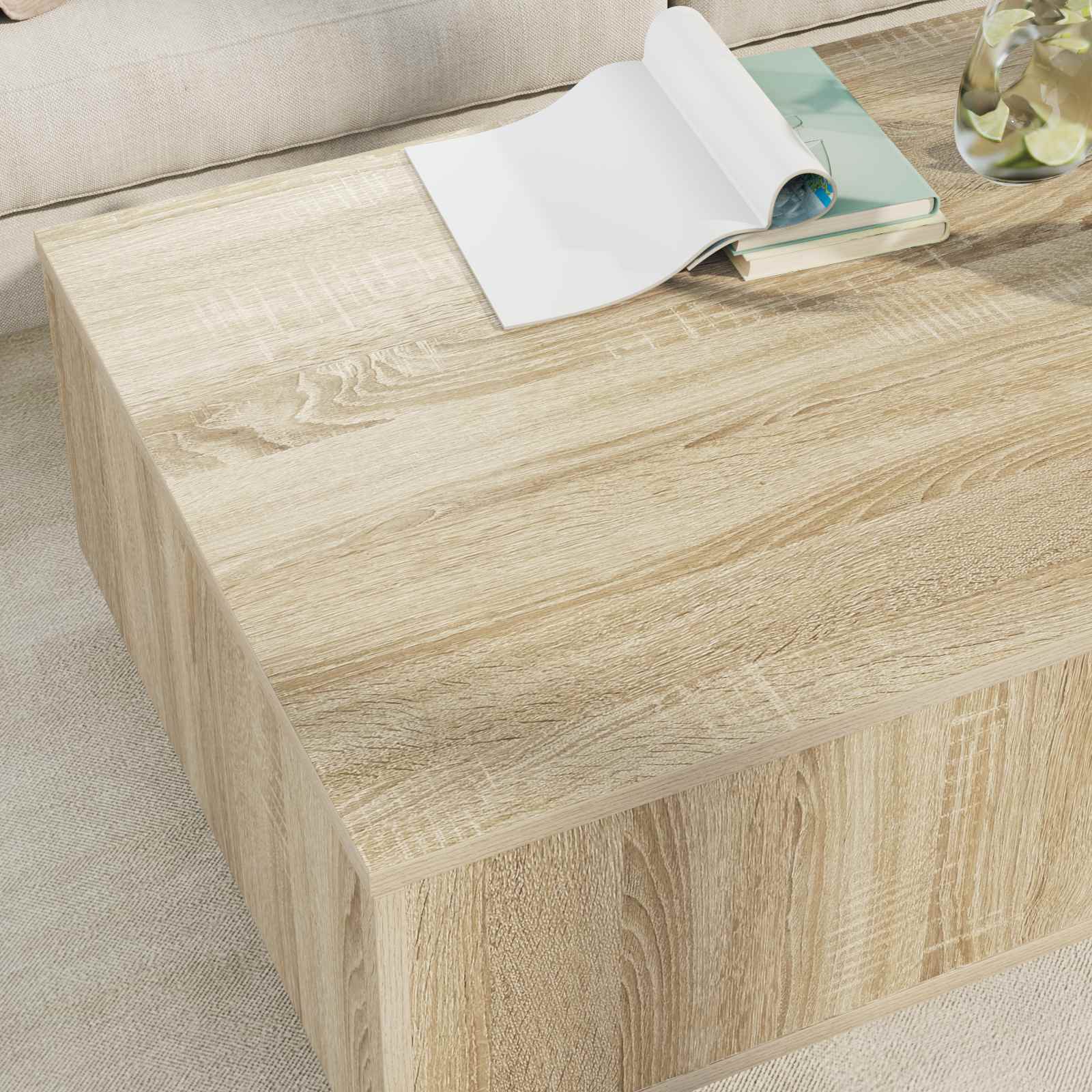 Tavolino da salotto con cassetto Rovere Sonoma 95 x 55 x 31 cm