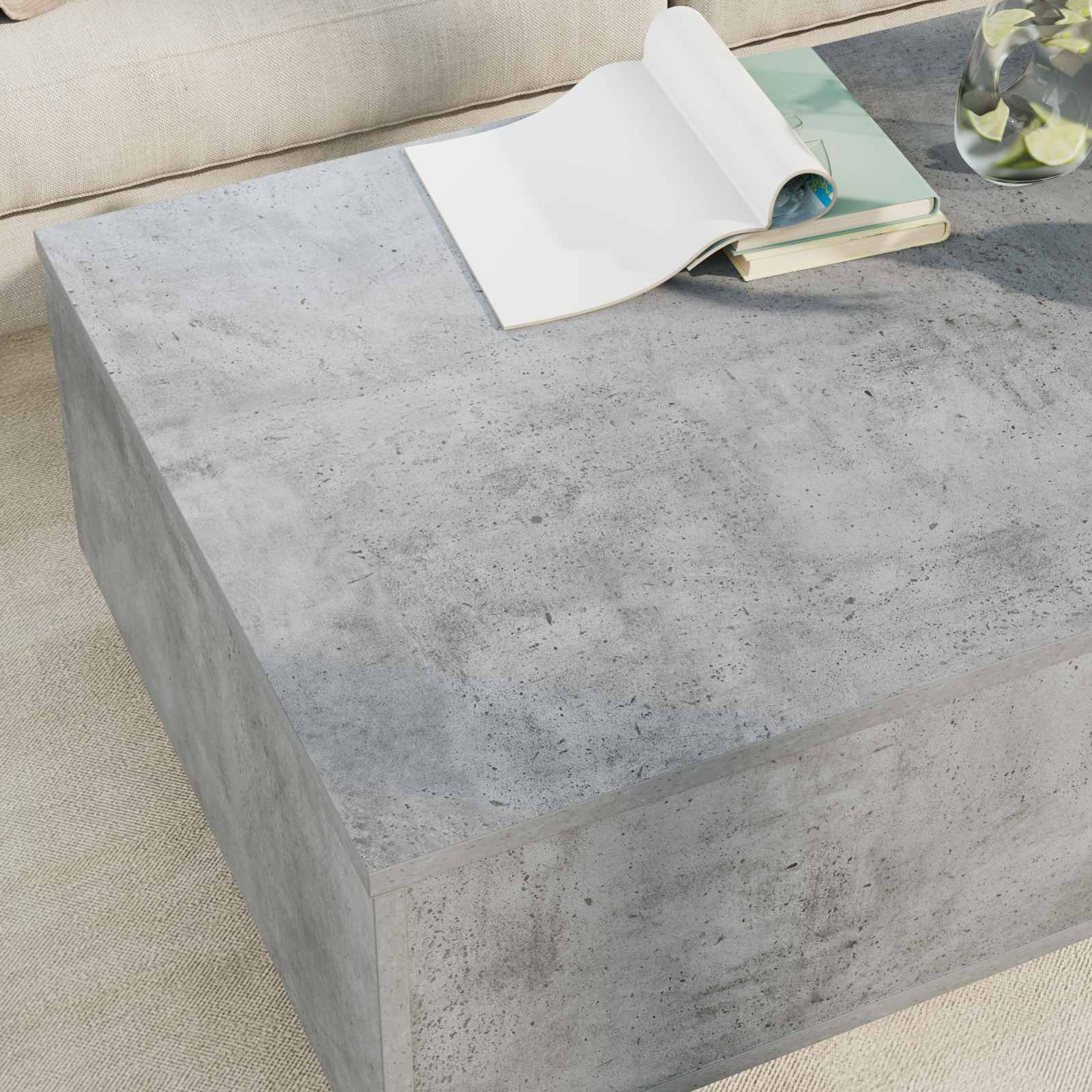 Tavolino da salotto con cassetto Grigio cemento 95 x 55 x 31 cm