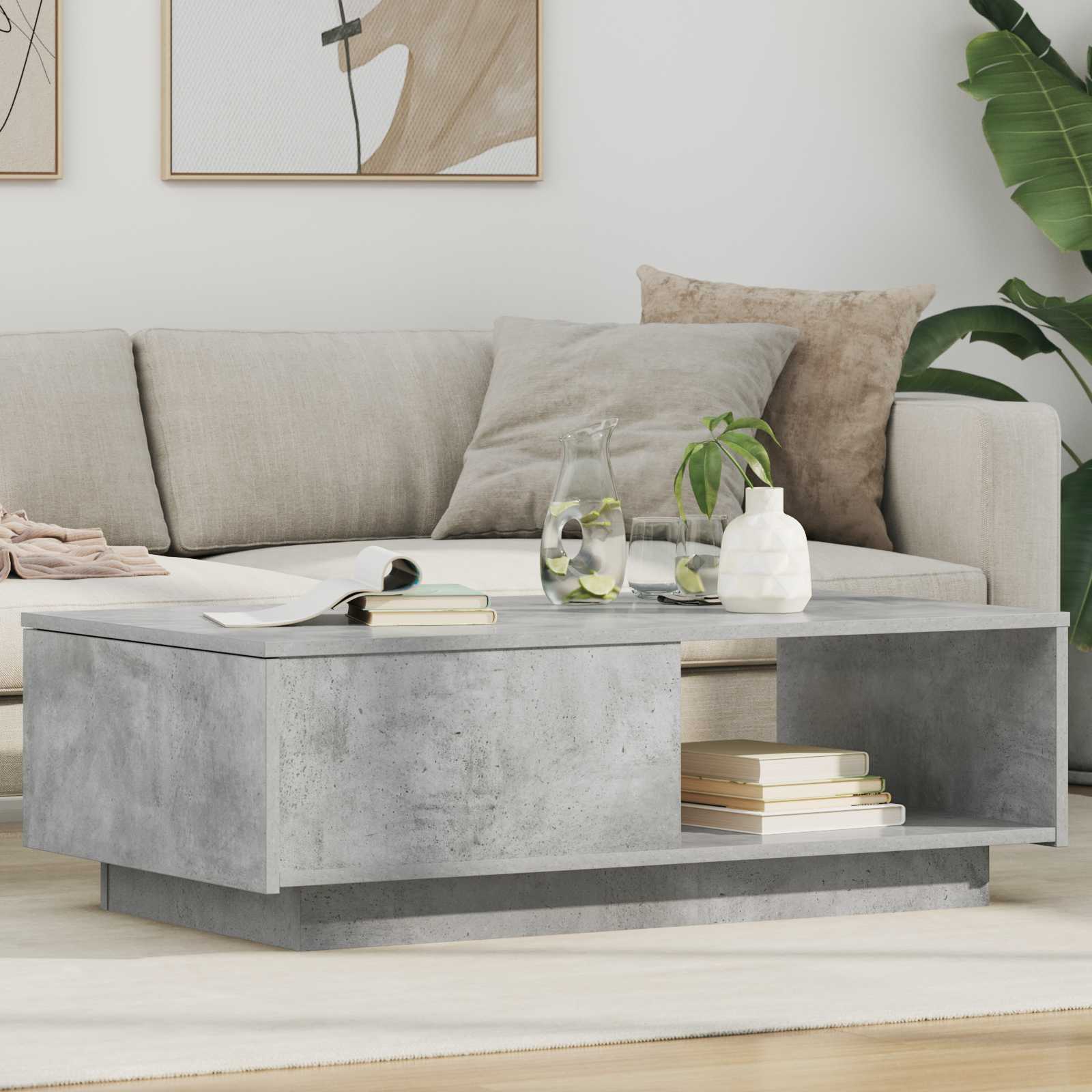 Tavolino da salotto con cassetto Grigio cemento 95 x 55 x 31 cm