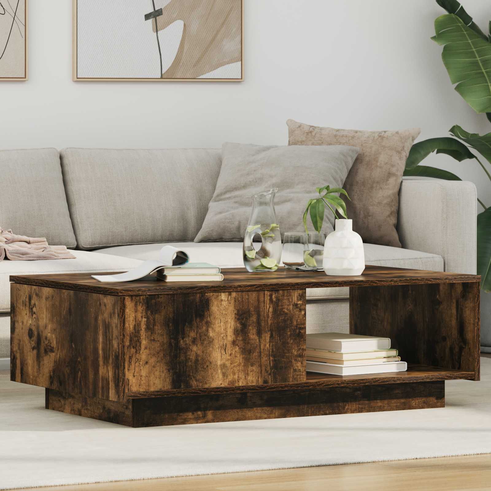 Tavolino da salotto con cassetto Rovere fumé 95 x 55 x 31 cm