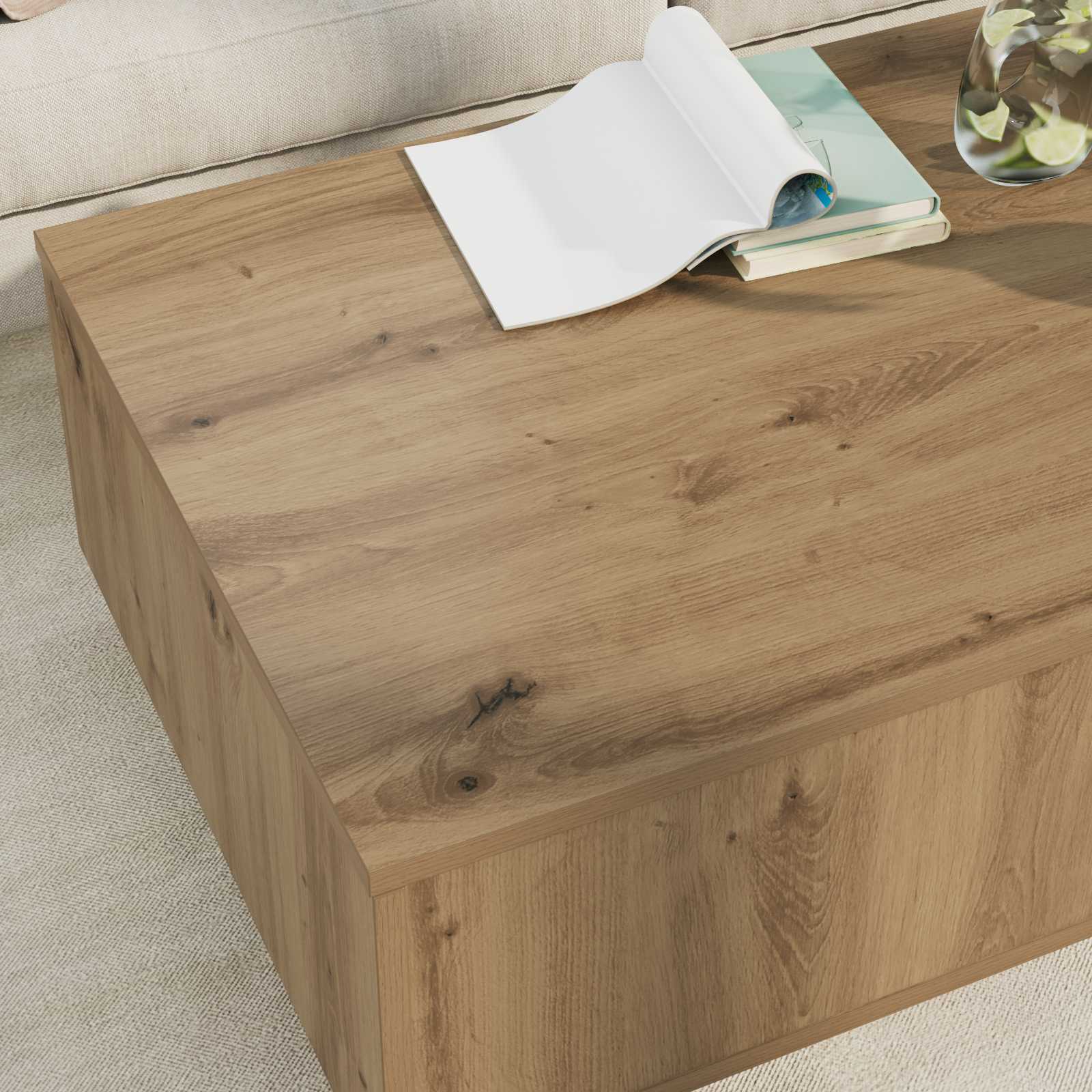 Tavolino da salotto Rovere artigianale 95 x 55 x 31 cm