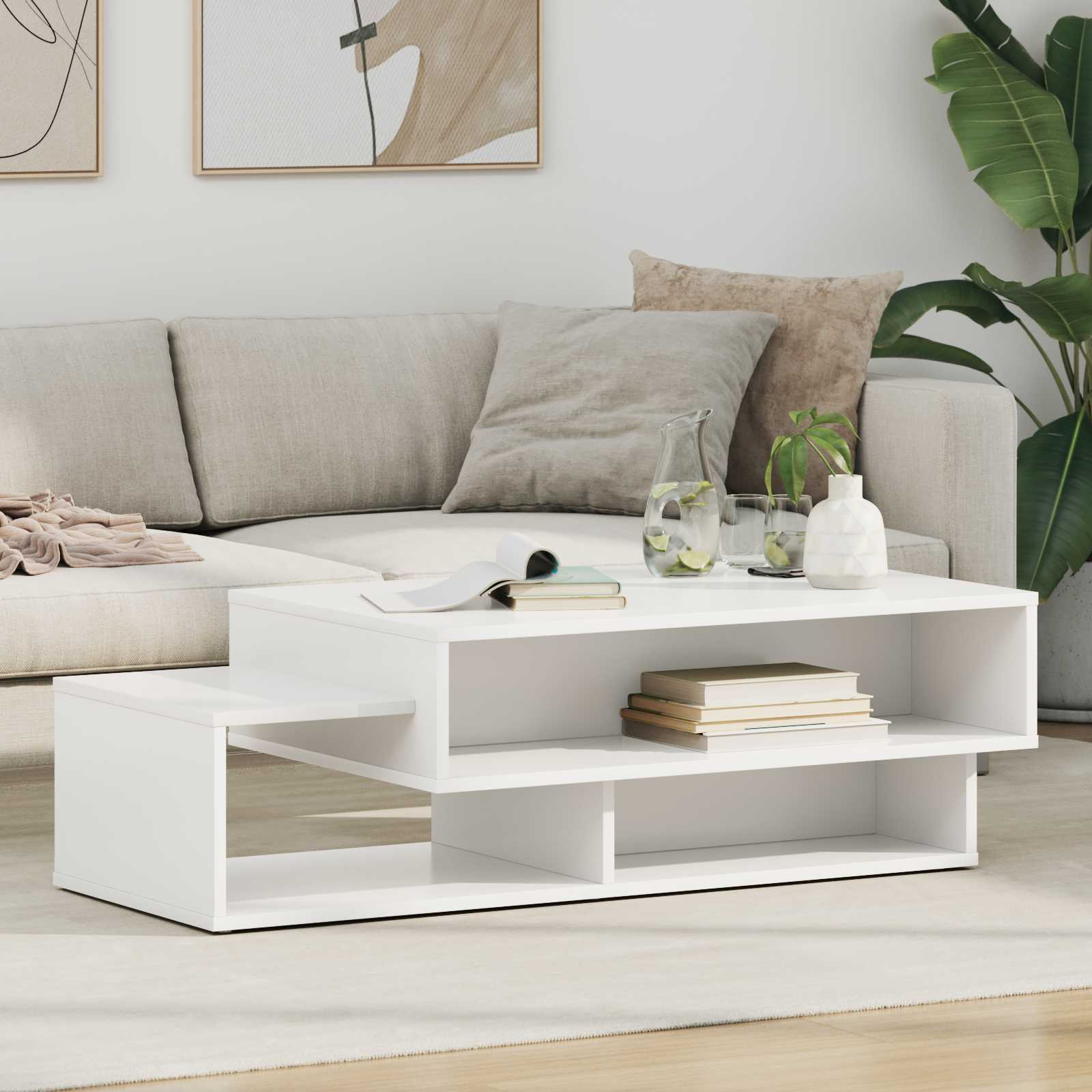 Tavolino da salotto Bianco 105 x 50 x 32,5 cm Legno multistrato