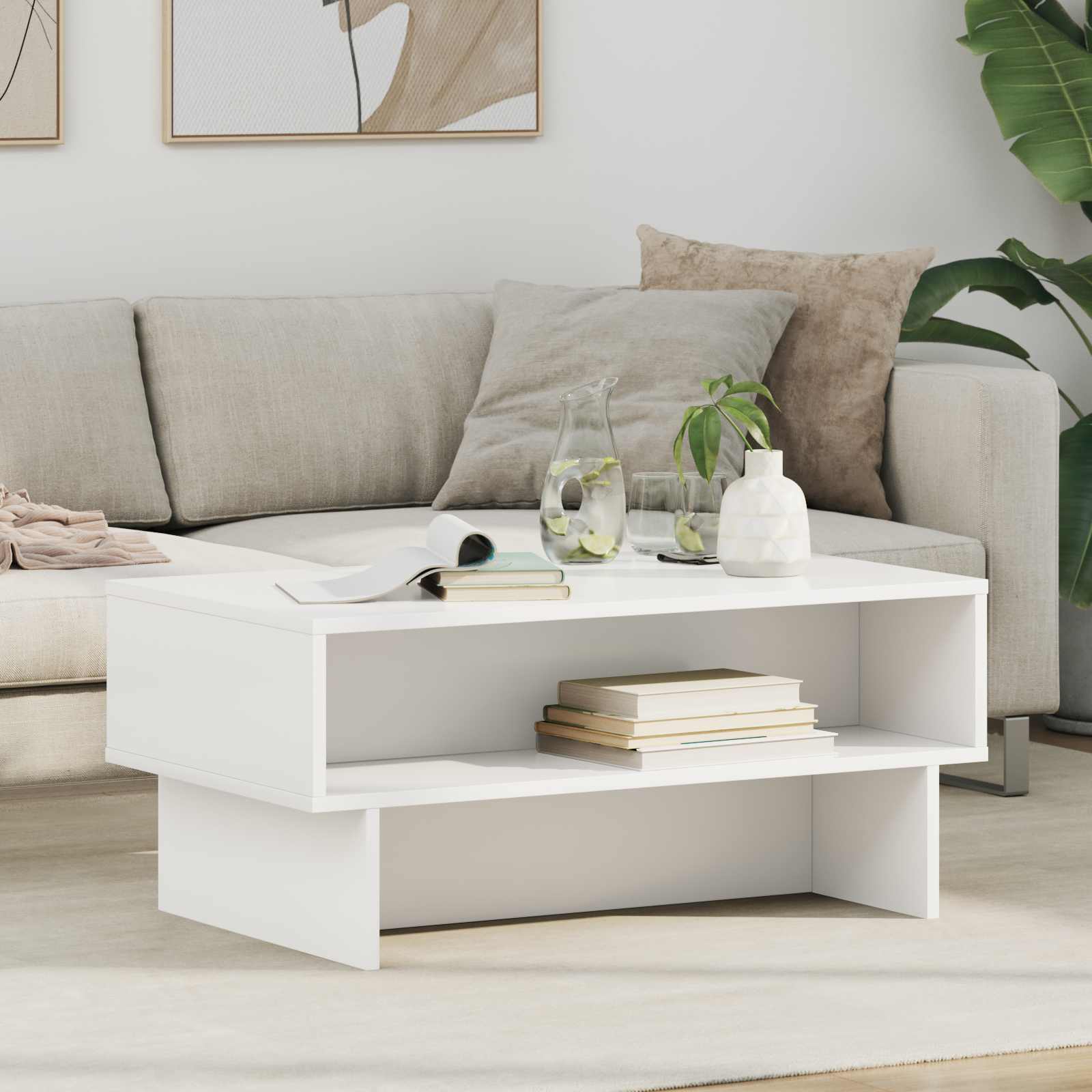 Tavolino da salotto Bianco 80 x 46 x 35 cm Legno multistrato