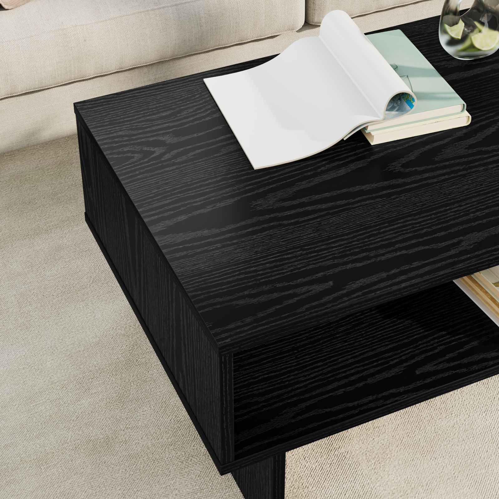 Tavolino da salotto Rovere Nero 80 x 46 x 35 cm