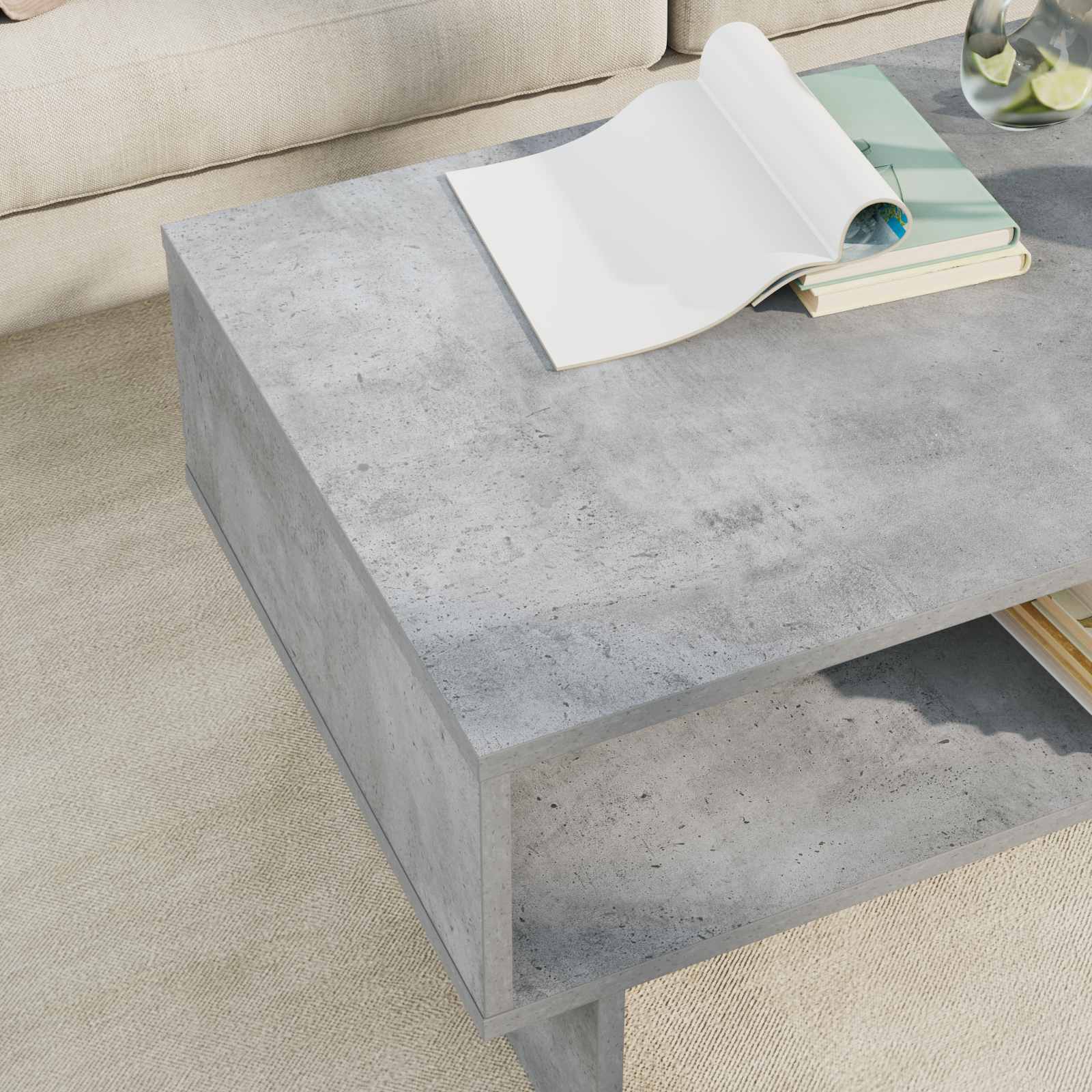 Tavolino da salotto Grigio cemento 80 x 46 x 35 cm