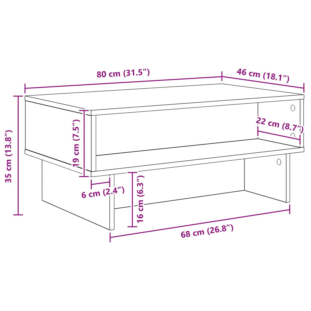 Tavolino da salotto Grigio Sonoma 80 x 46 x 35 cm