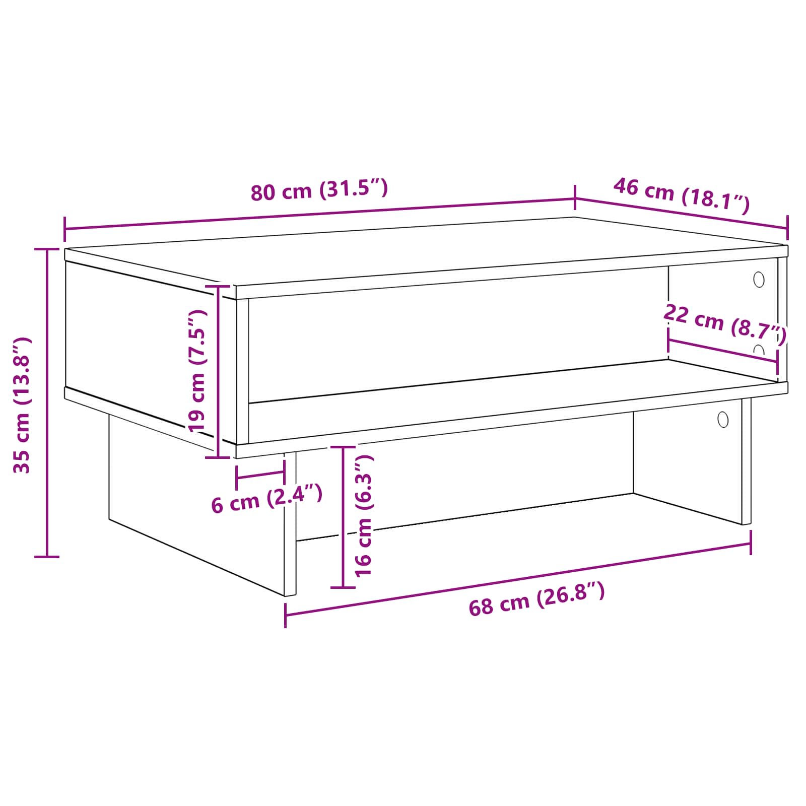 Tavolino da salotto Legno vecchio 80 x 46 x 35 cm