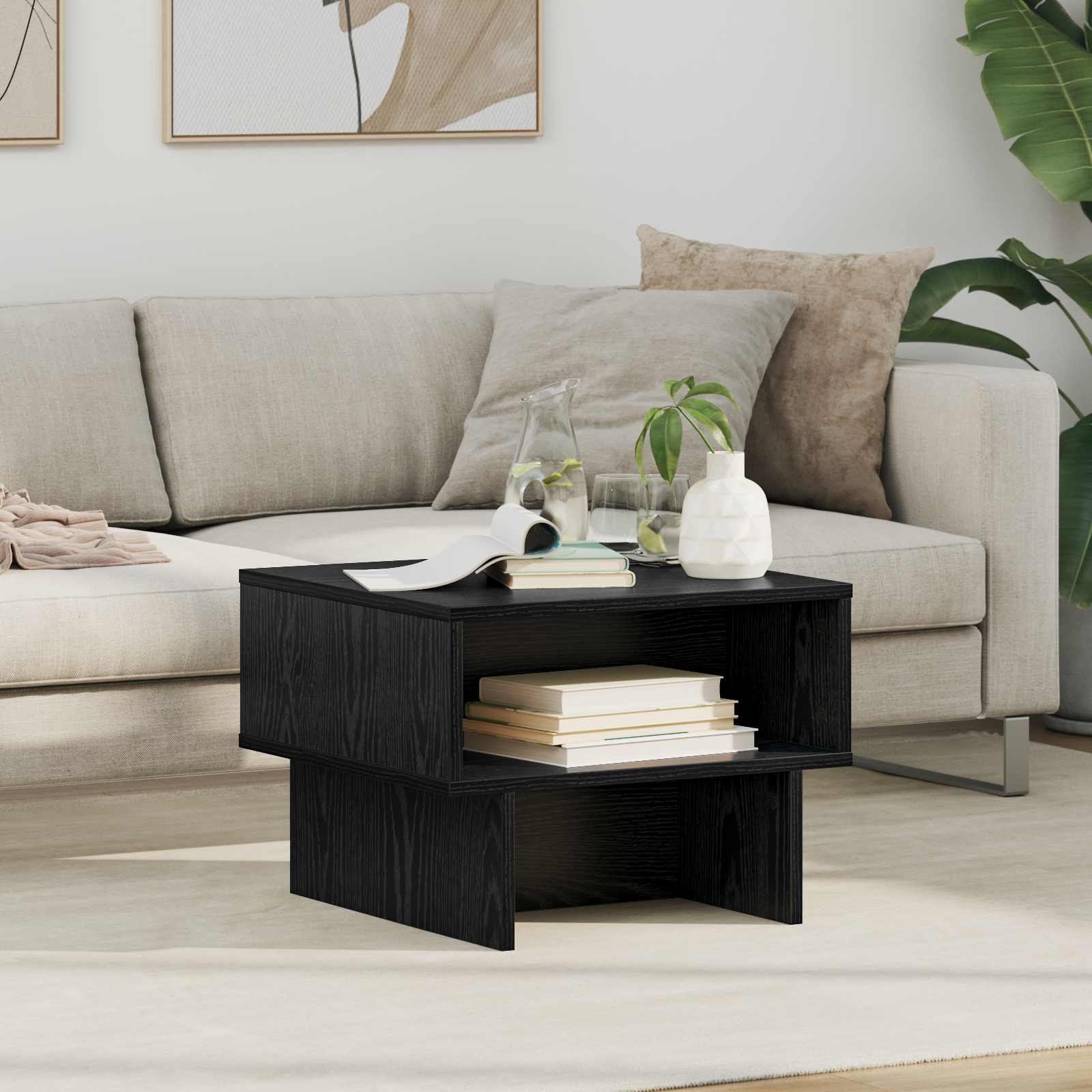 Tavolino da salotto Rovere Nero 48 x 46 x 35 cm