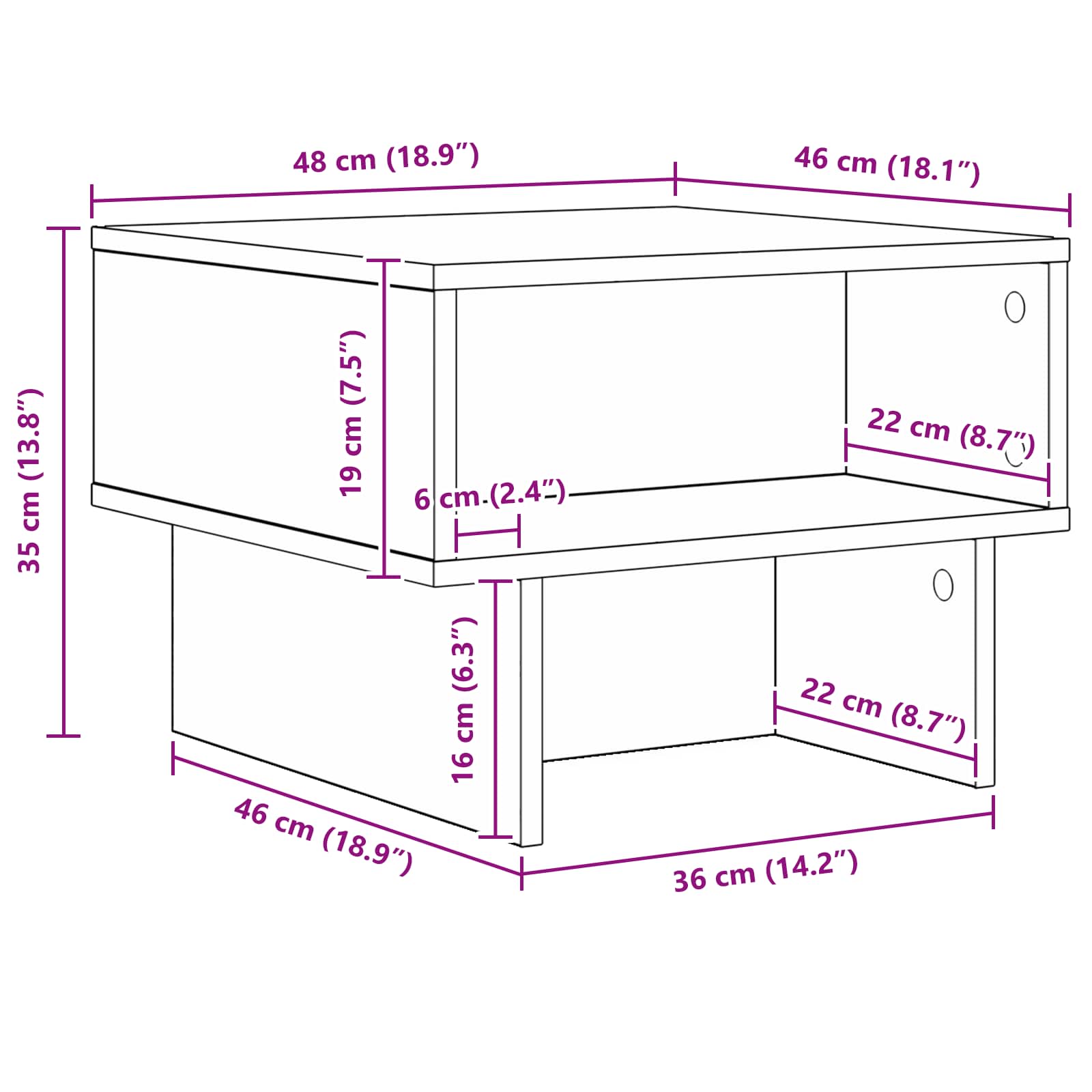 Tavolino da salotto Rovere Sonoma 48 x 46 x 35 cm