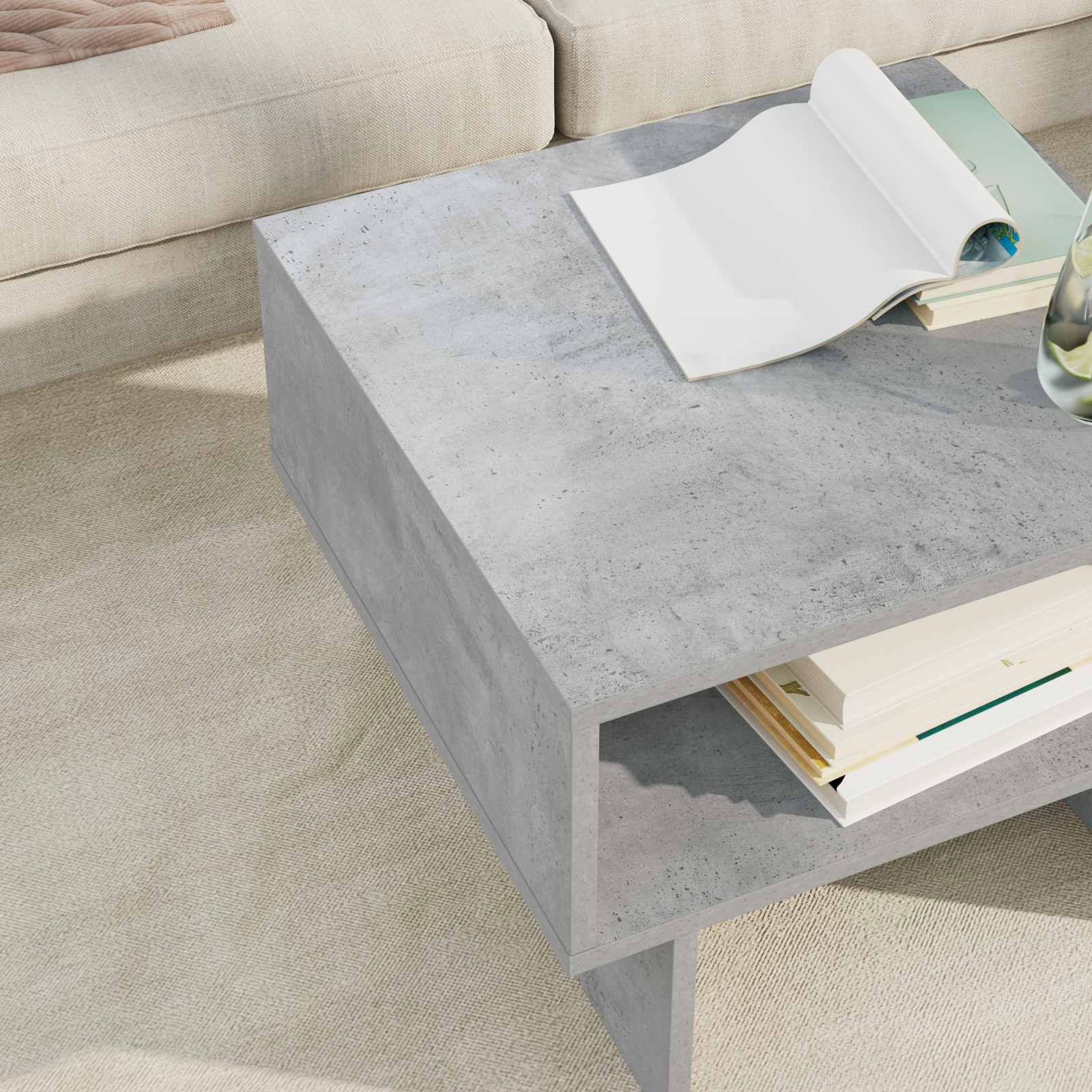 Tavolino da salotto Grigio cemento 48 x 46 x 35 cm