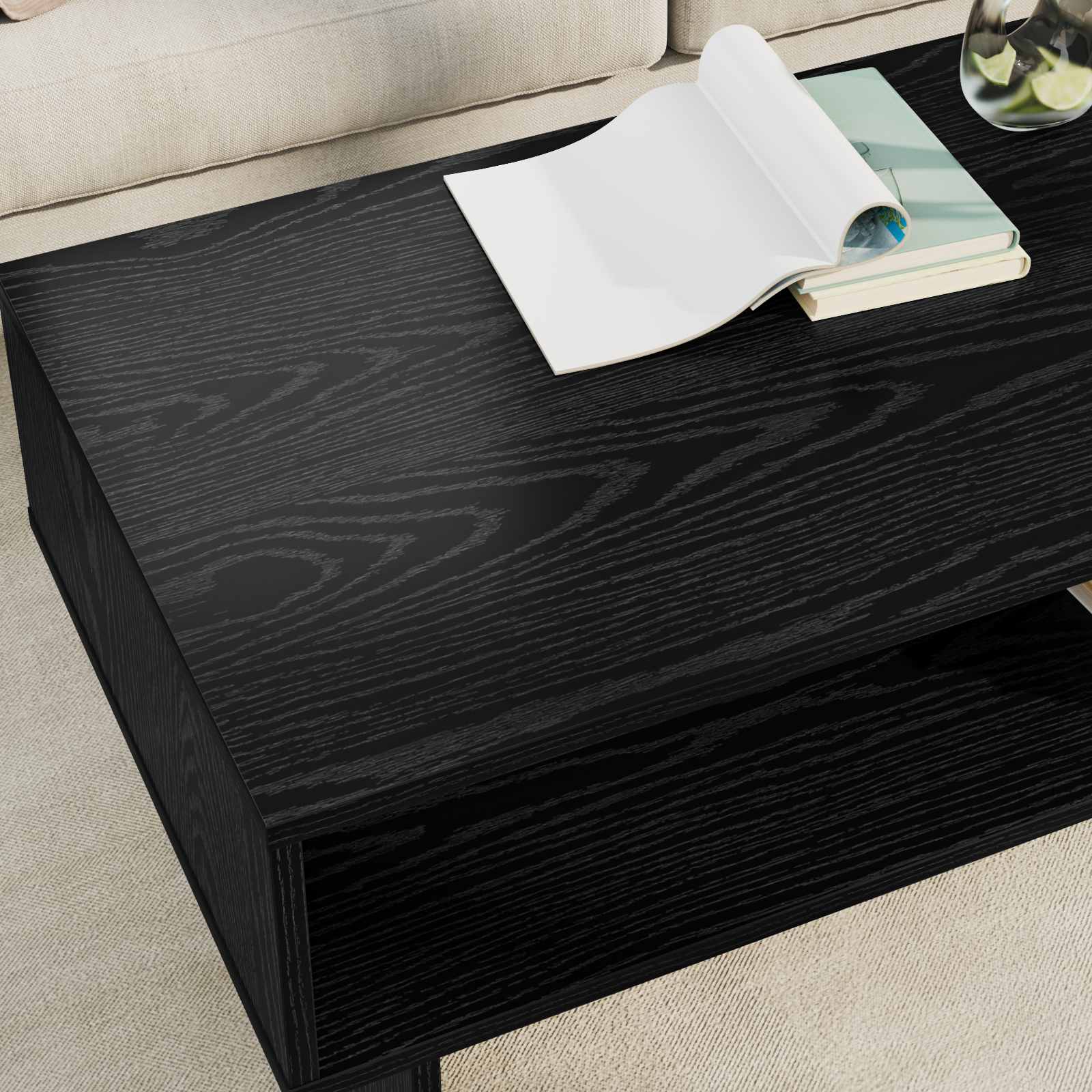 Tavolino da salotto Rovere Nero 100 x 46 x 35 cm