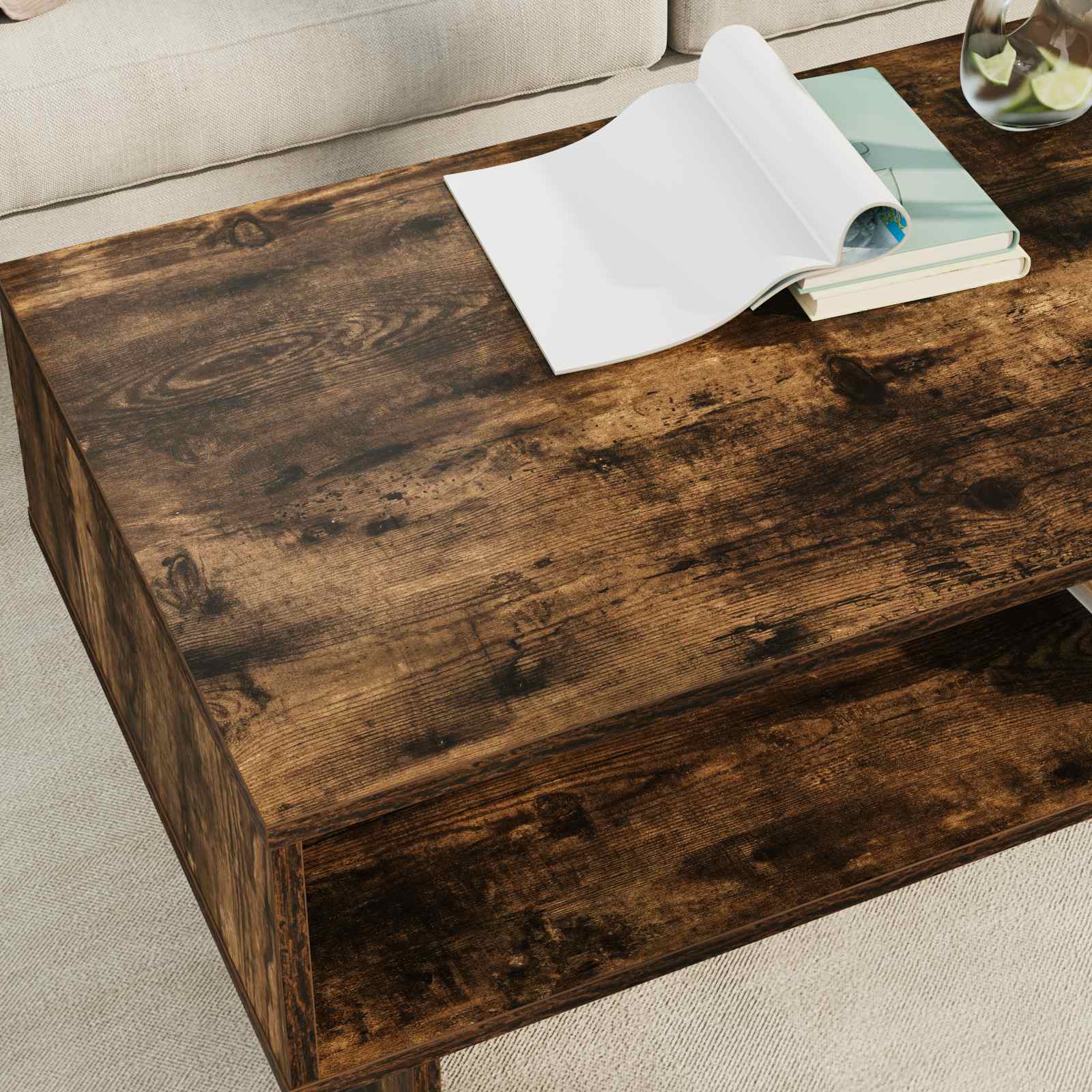 Tavolino da salotto Rovere fumé 100 x 46 x 35 cm