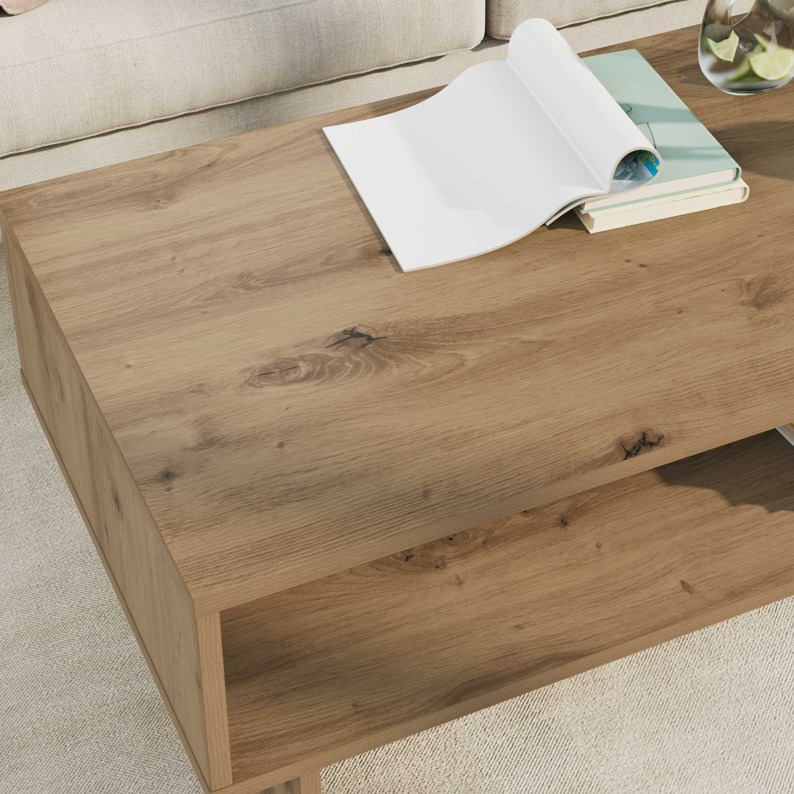 Tavolino da salotto Rovere artigianale 100 x 46 x 35 cm