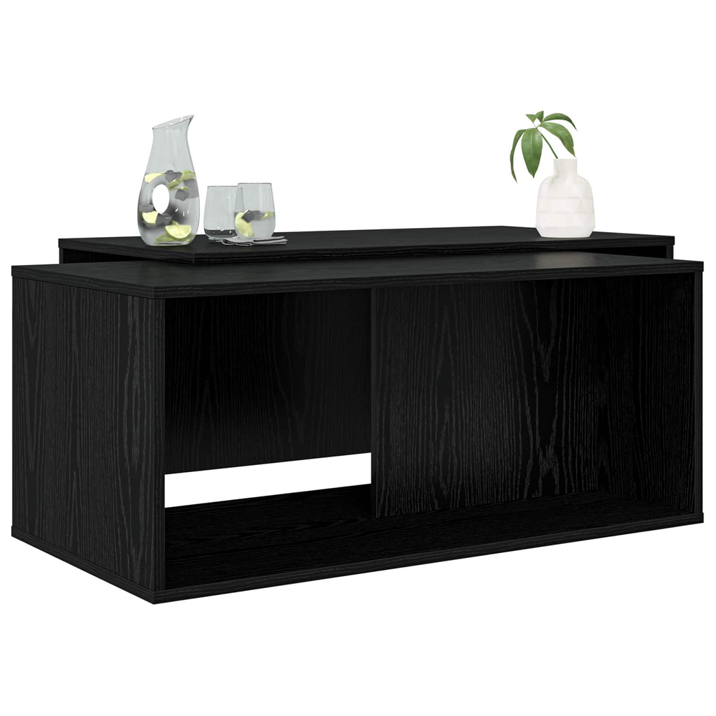 Set di Tavolini da Caffè 2 pcs Rovere Nero Legno multistrato