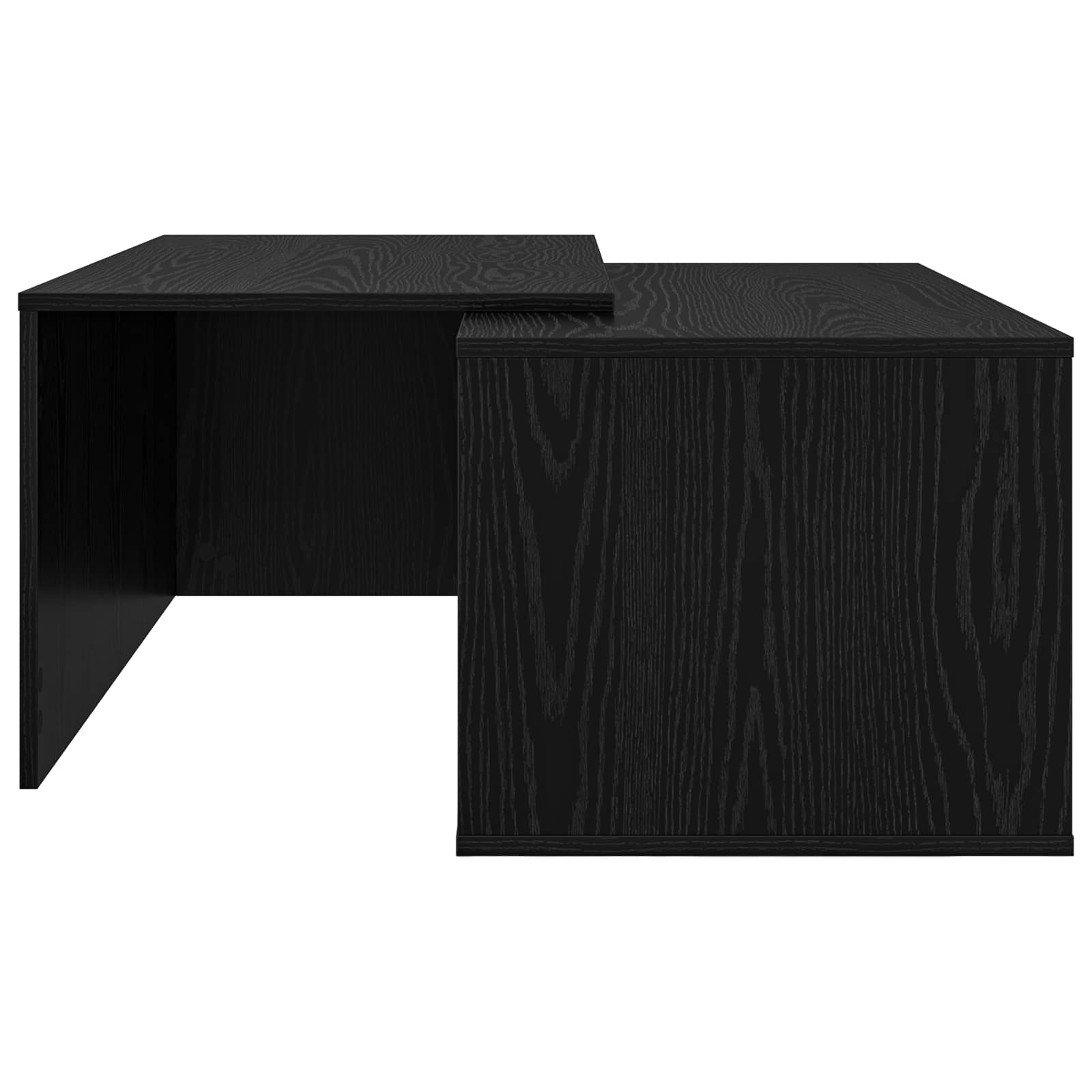 Set di Tavolini da Caffè 2 pcs Rovere Nero Legno multistrato