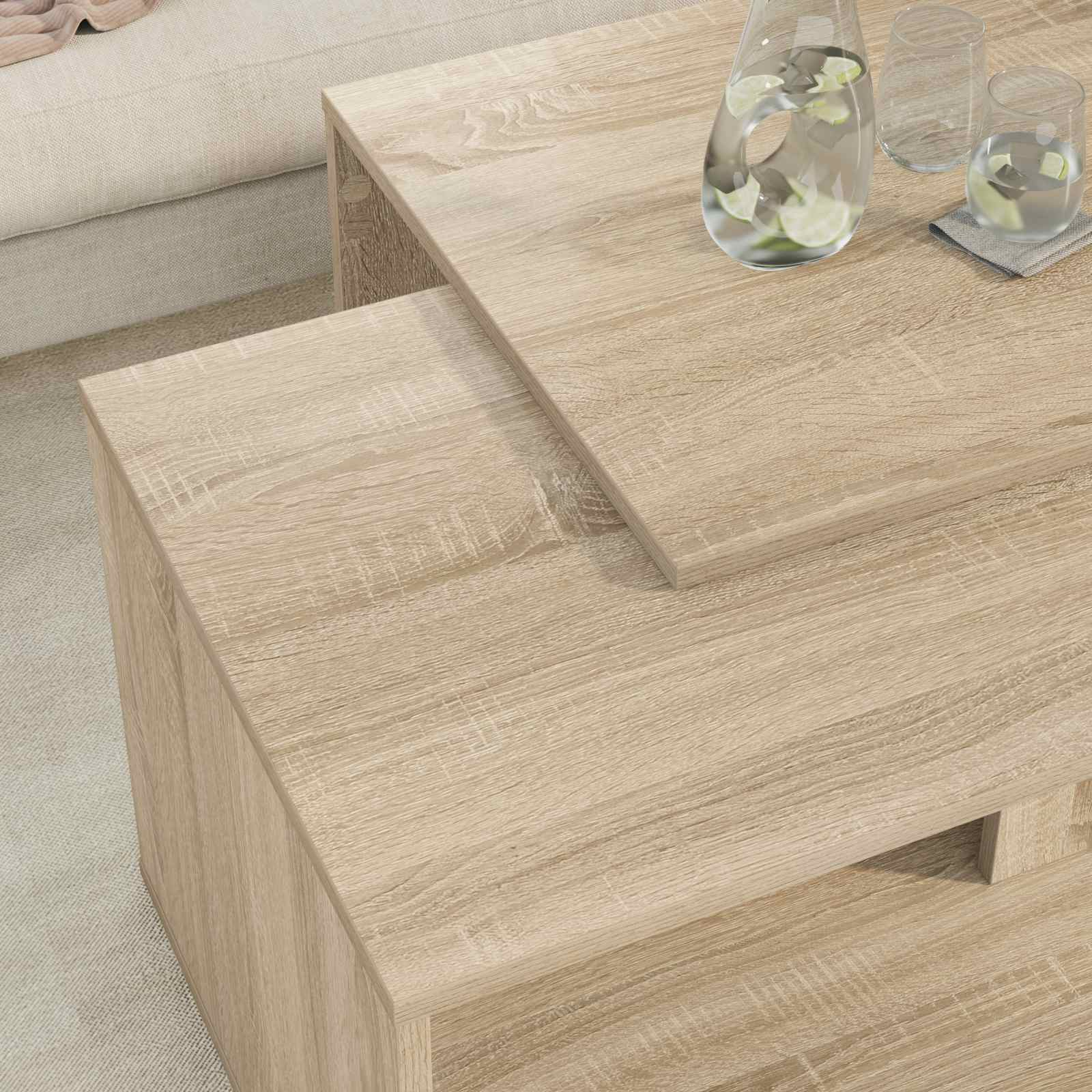 Set di Tavolini da Caffè 2 pcs Rovere Sonoma Legno multistrato