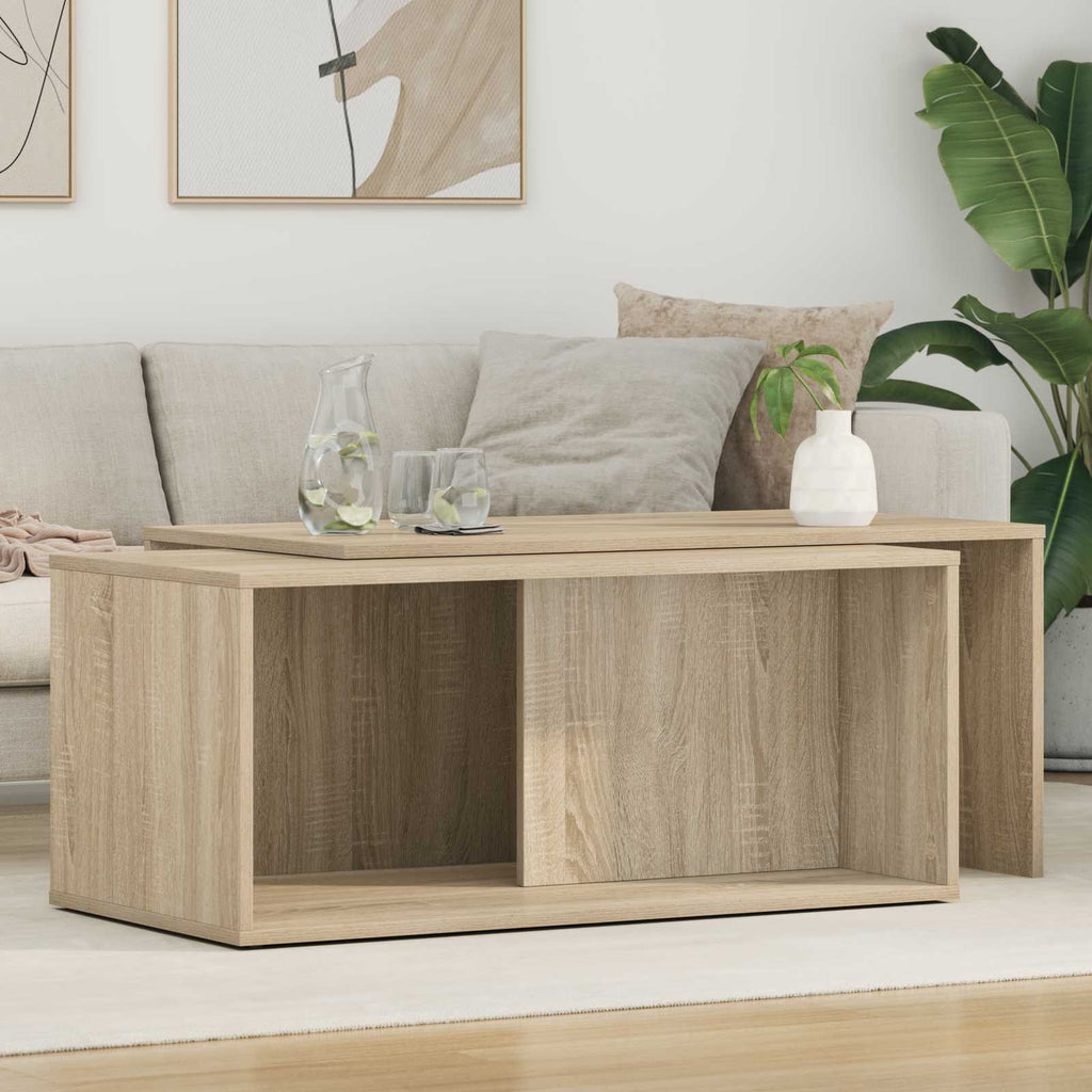 Set di Tavolini da Caffè 2 pcs Rovere Sonoma Legno multistrato