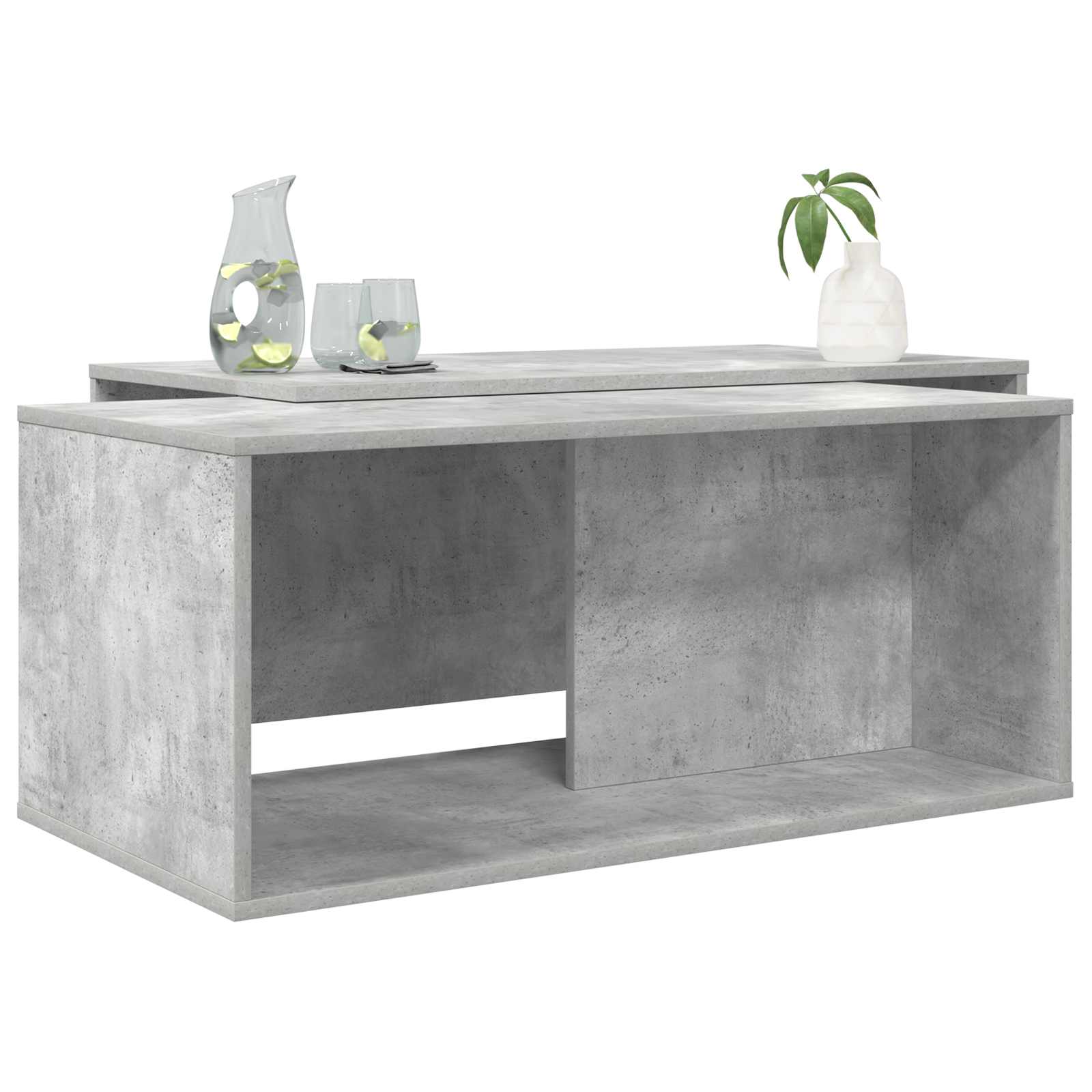Set di Tavolini da Caffè 2 pcs Grigio cemento Legno multistrato