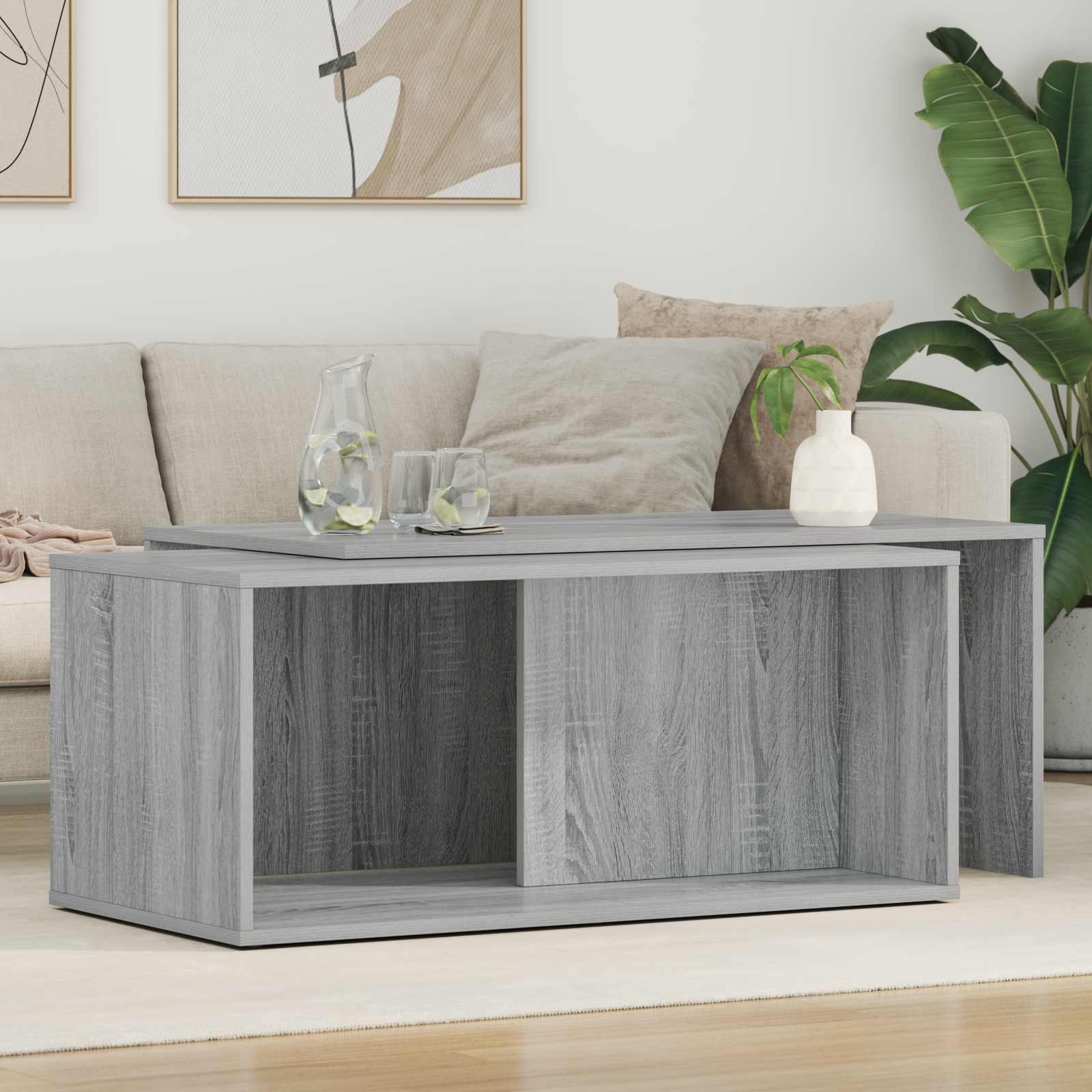 Set di Tavolini da Caffè 2 pcs Grigio Sonoma Legno multistrato