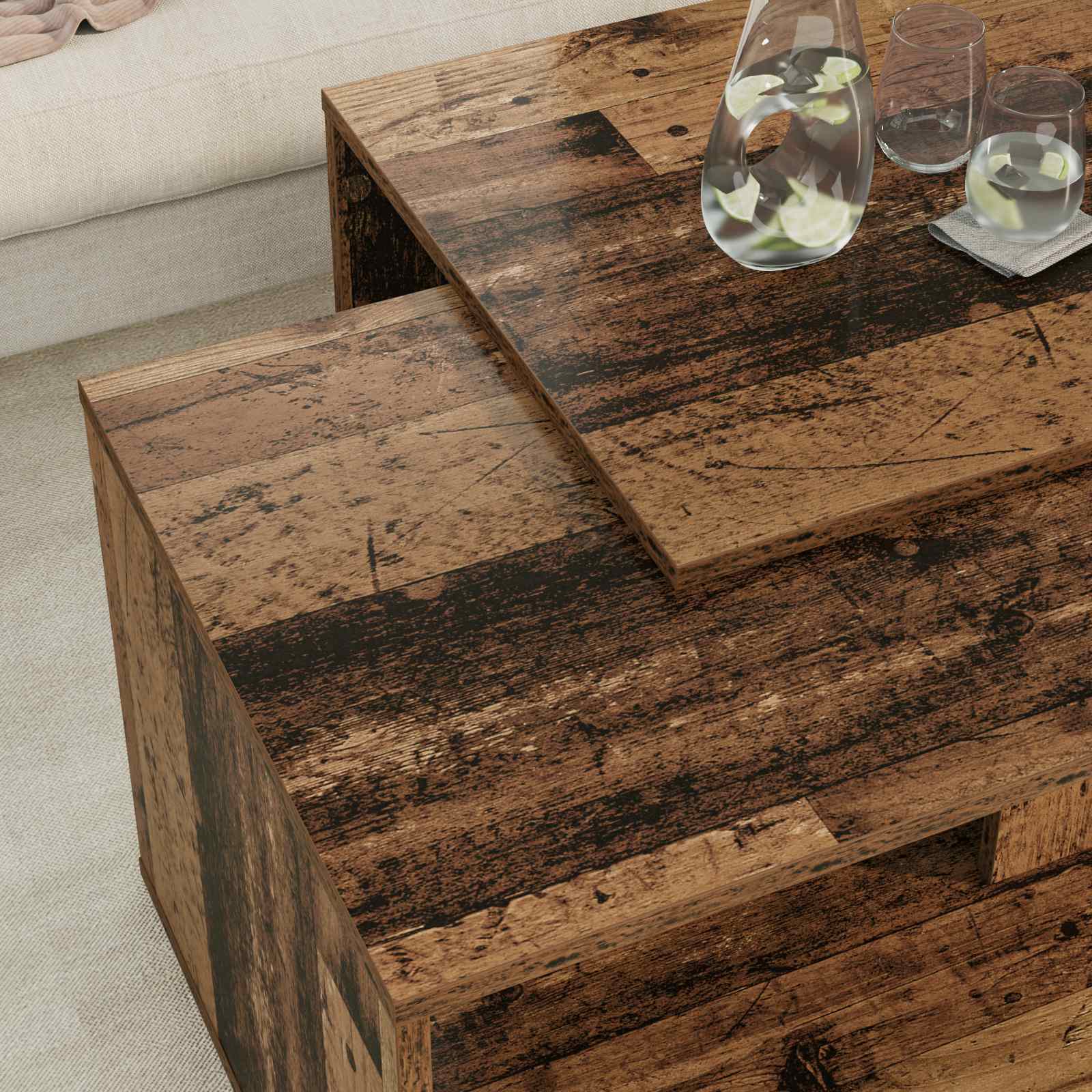 Set di Tavolini da Caffè 2 pcs Legno vecchio Legno multistrato