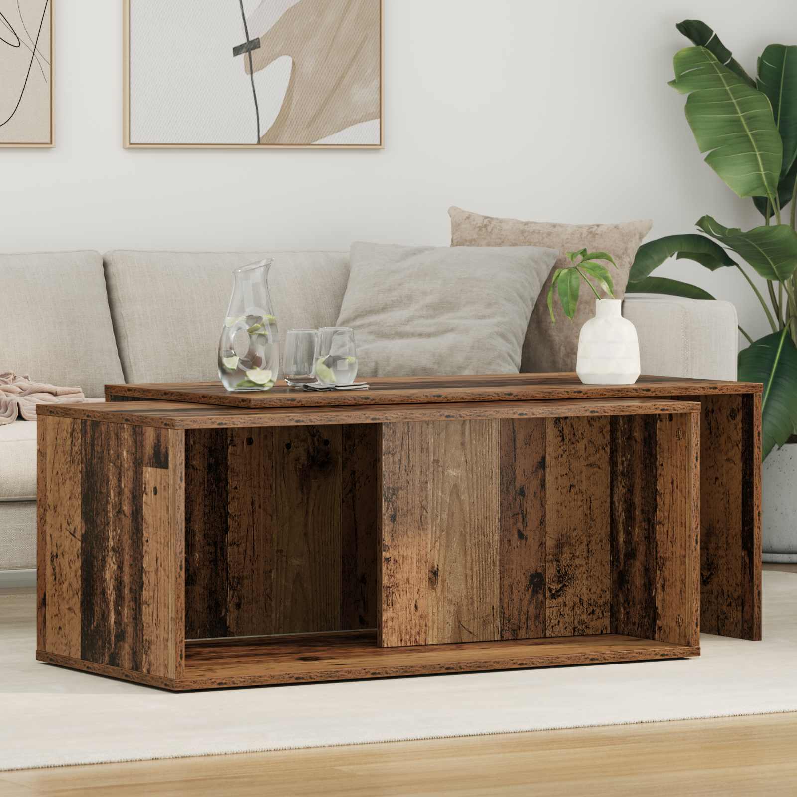Set di Tavolini da Caffè 2 pcs Legno vecchio Legno multistrato