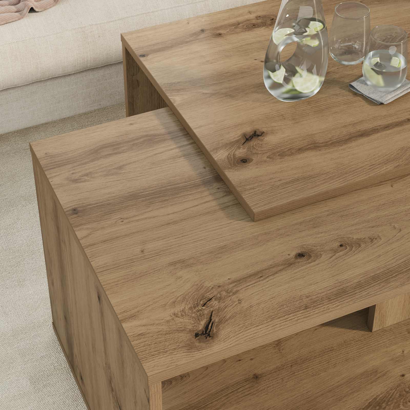 Set di Tavolini da Caffè 2 pcs Rovere artigianale